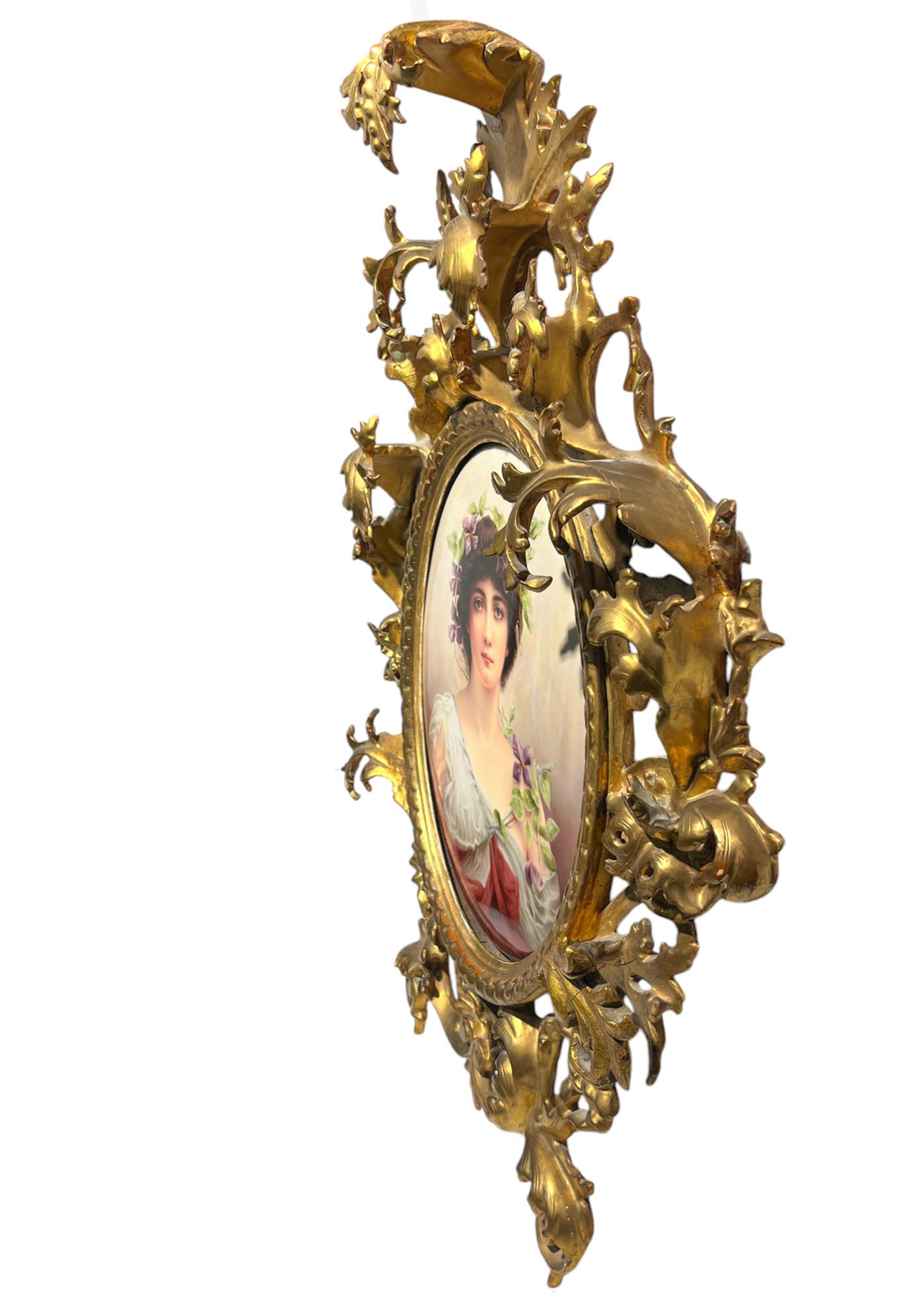 A Large KPM Porcelain Portrait Plaque after Sir Hurbert von Herkomer's Clematis For Sale 6