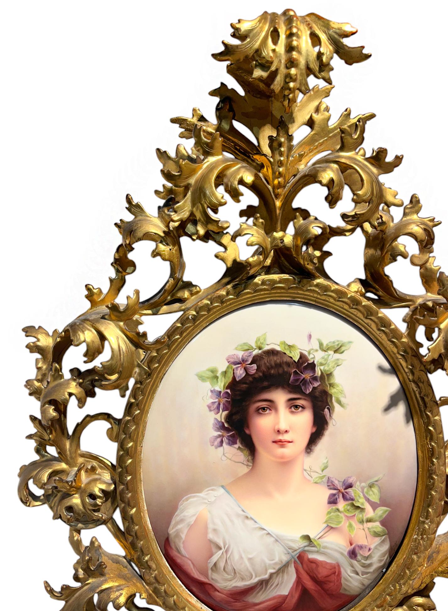 A Large KPM Porcelain Plaque after Sir Hurbert von Herkomer's Clematis

Circa 1900

Signed: Knys

Marks: 6, (scepter), KPM, E,

Dimensions:

13.38 x 11.75 x .25 inches 

Framed Dimensions 29 X 21 X 4