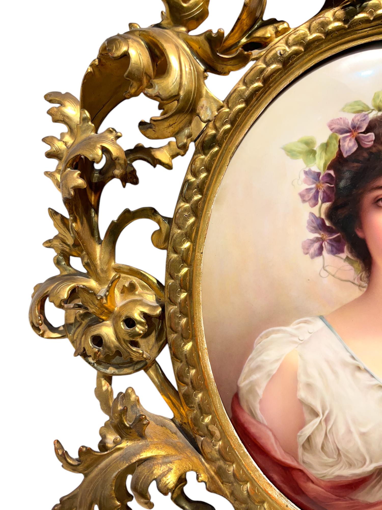 A Large KPM Porcelain Portrait Plaque after Sir Hurbert von Herkomer's Clematis For Sale 3