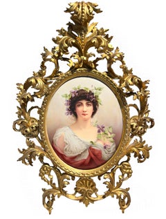 Una grande placca con ritratto in KPM Porcelain dopo la Clematis di Sir Hurbert von Herkomer