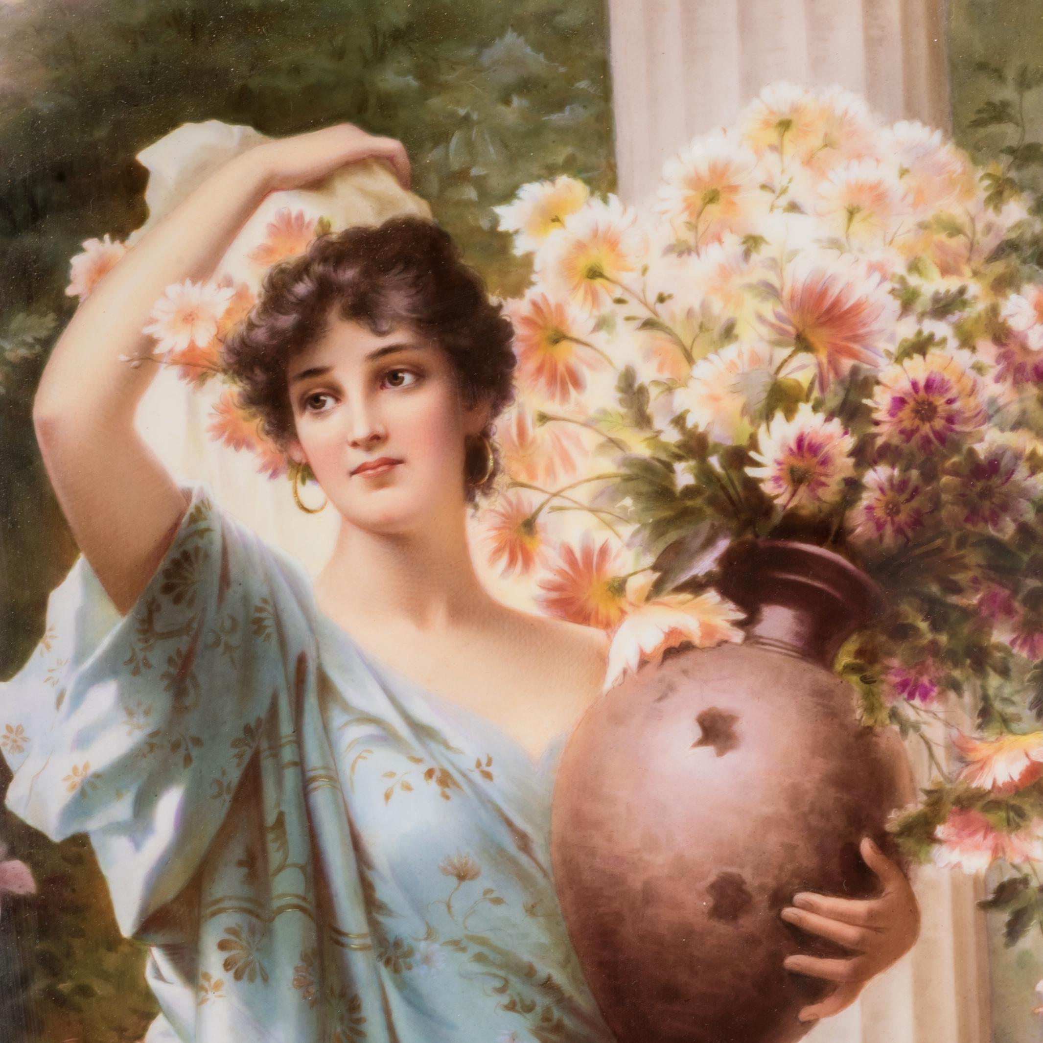 Placca in porcellana KPM Porcelain di alta qualità raffigurante una giovane bellezza - Portrait Painting Marrone di Königliche Porzellan-Manufaktur (KPM)