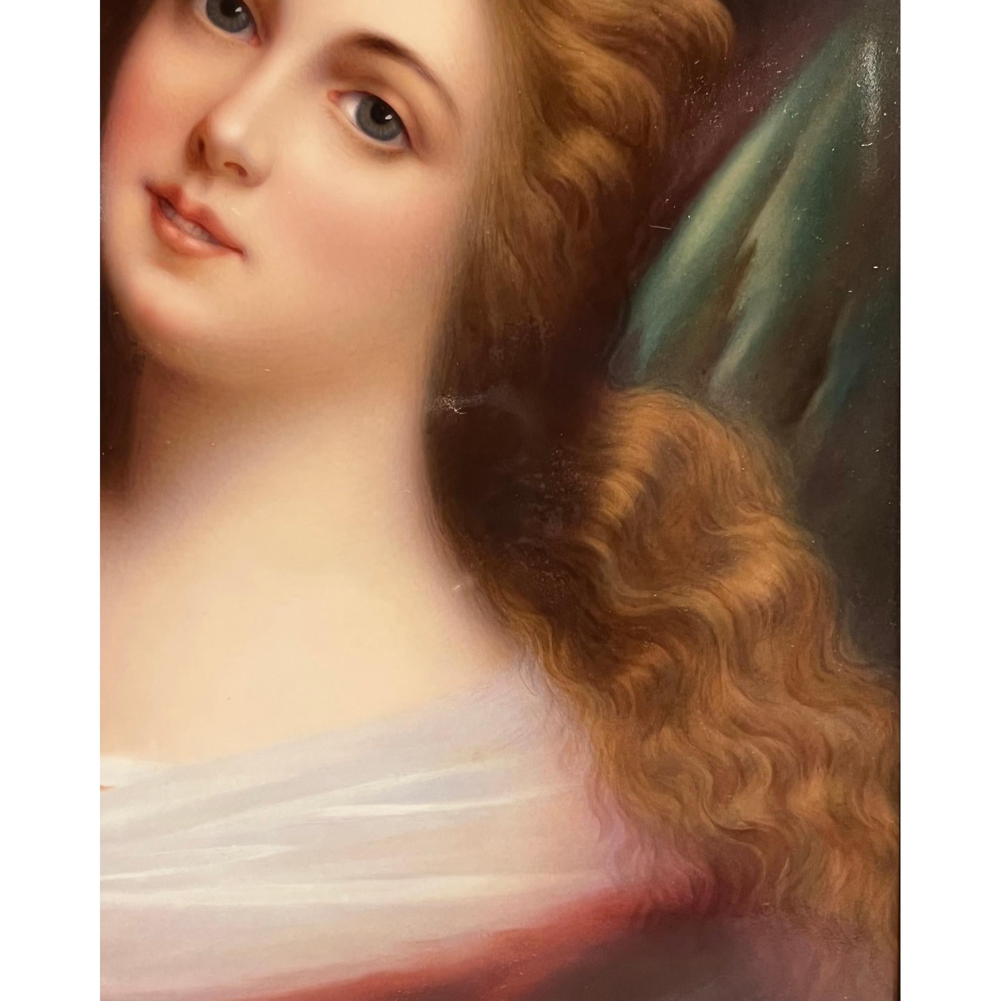 Placa retrato KPM finamente pintada de una belleza de pelo largo en venta 1