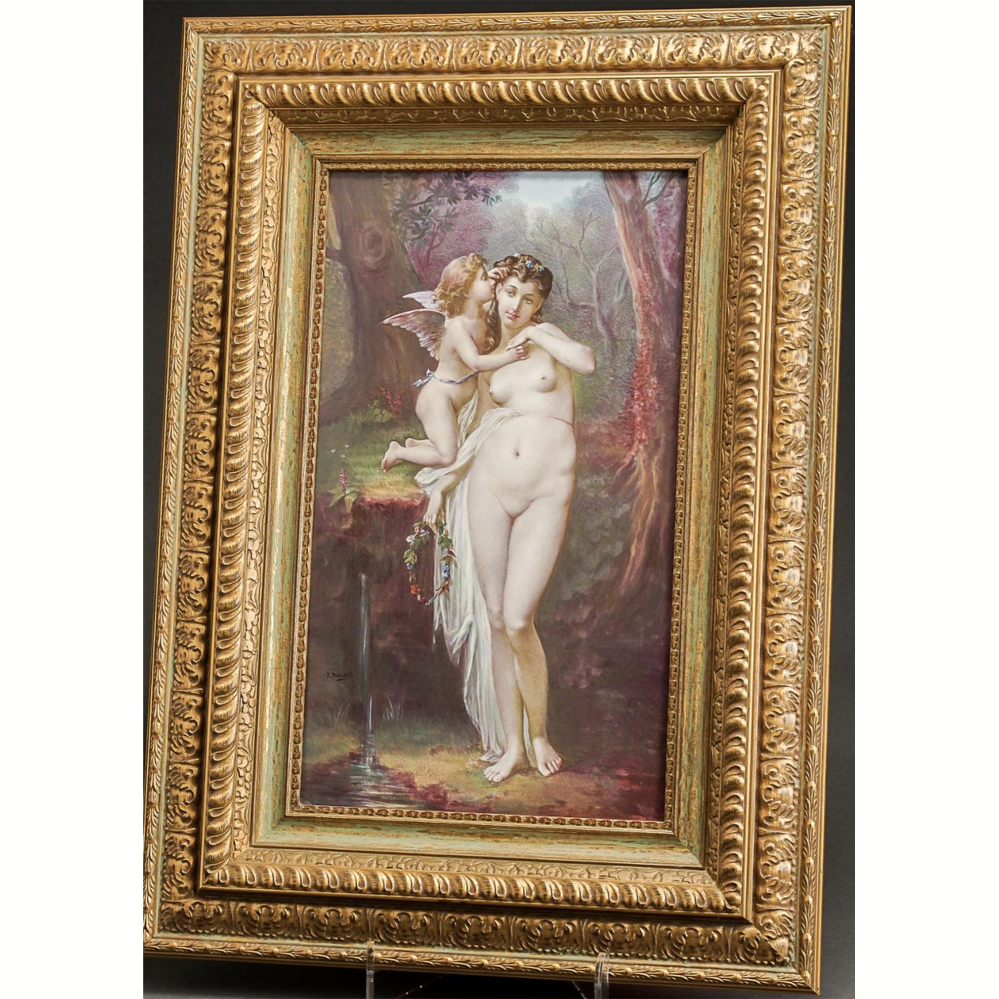 French Porcelain Mythological Plaque Of Venus And Cupid J. Pascault - Painting by Königliche Porzellan-Manufaktur (KPM)