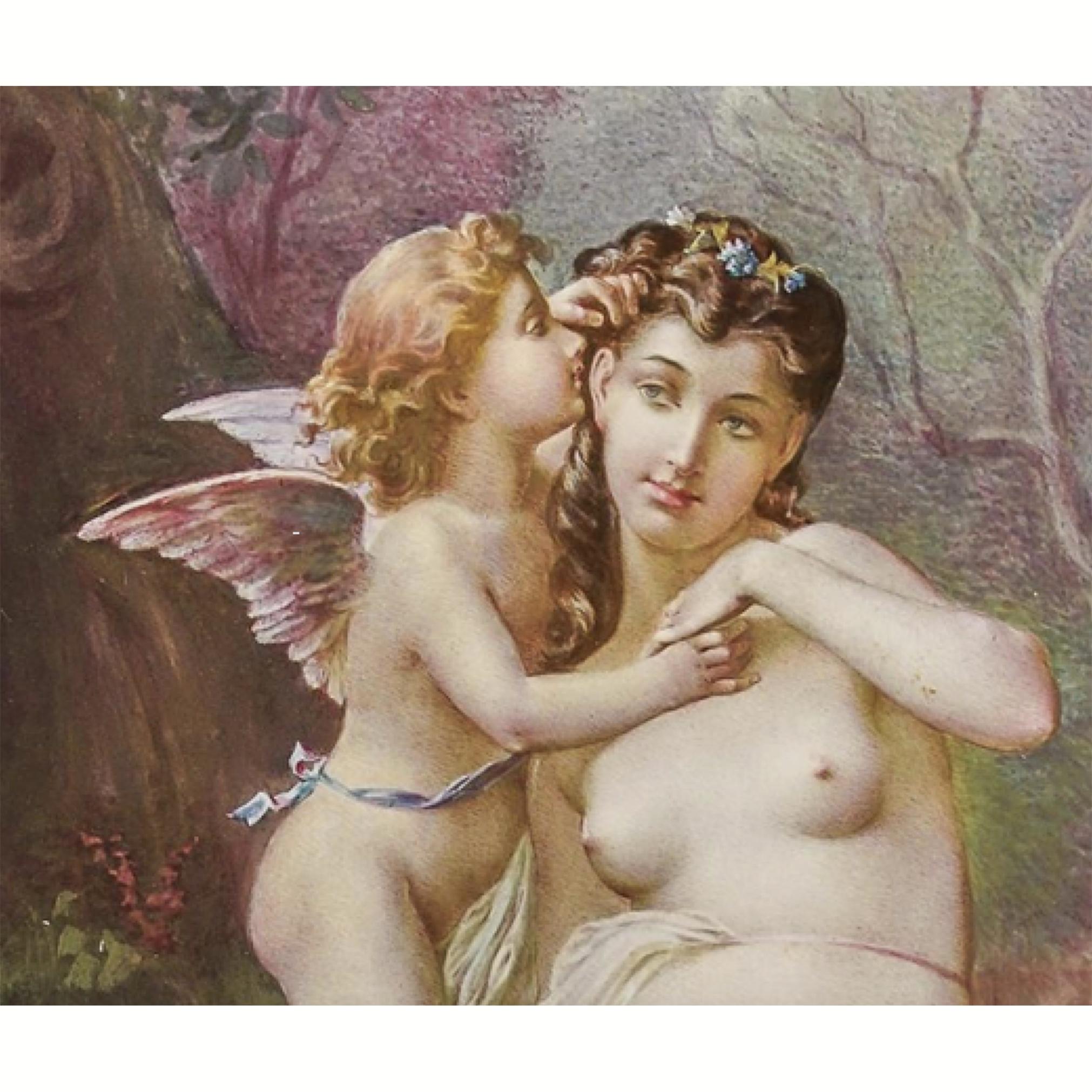 Placa mitológica de porcelana francesa de Venus y Cupido J. Pascault - Figurative Painting Marrón de Königliche Porzellan-Manufaktur (KPM)