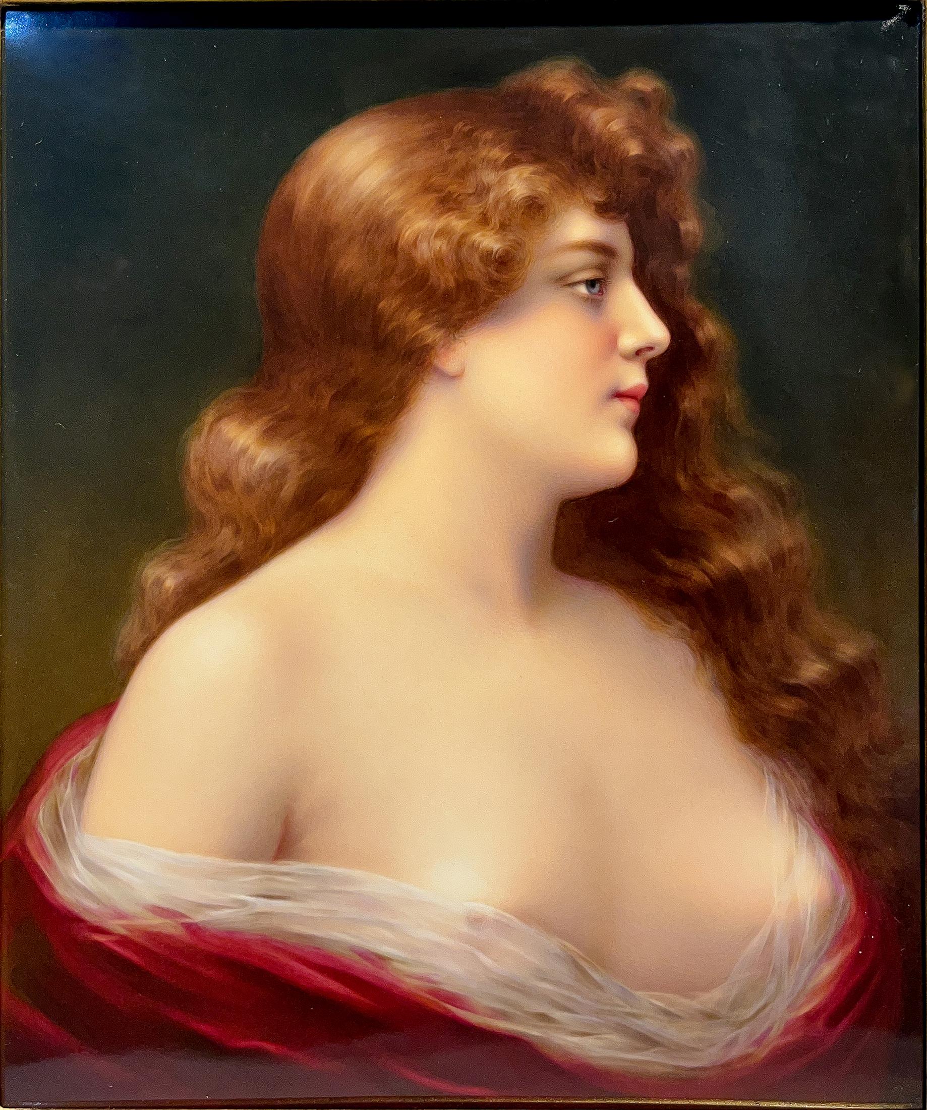 KPM Berlin Porcelain Plaque of a Beauty - Painting di Königliche Porzellan-Manufaktur (KPM)