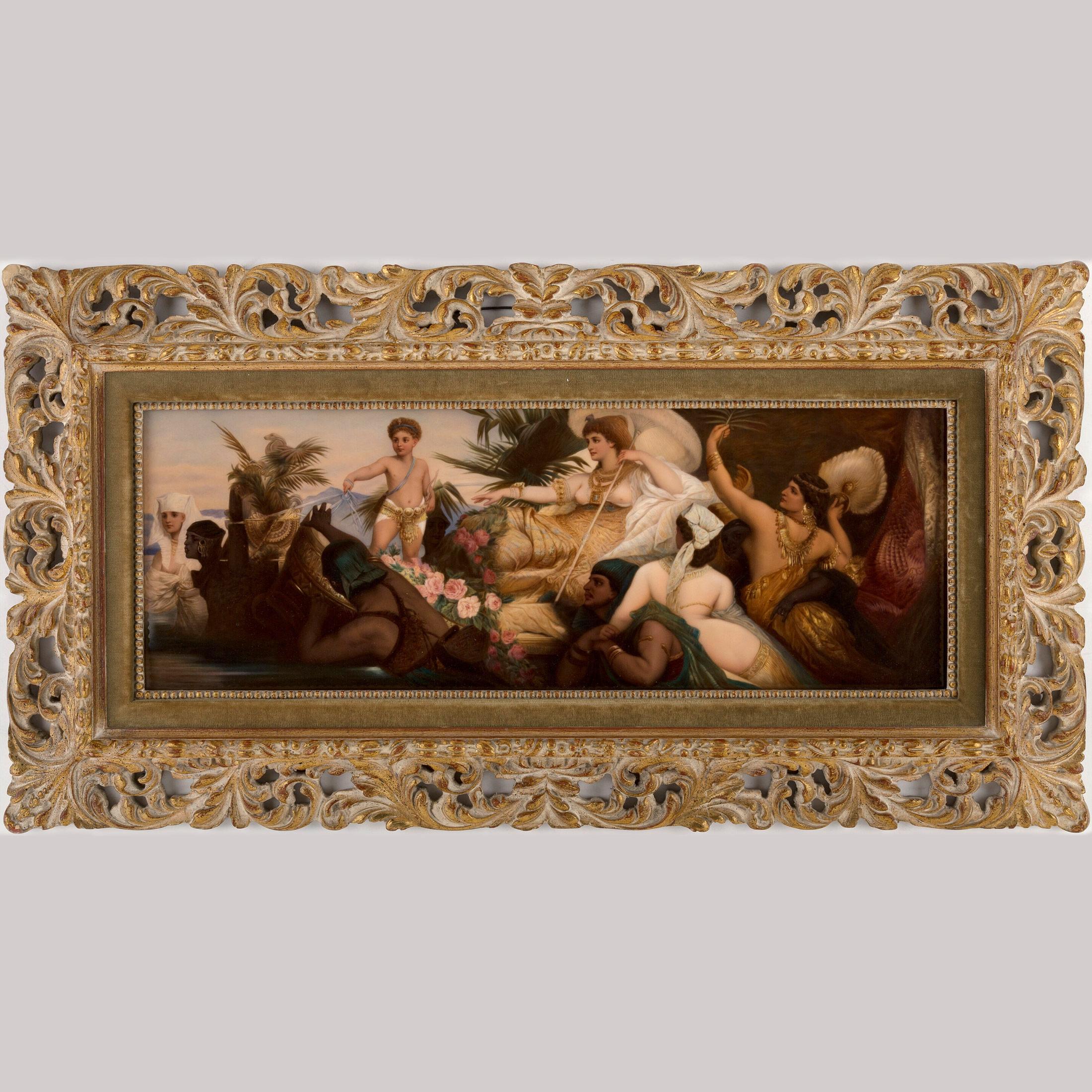 KPM Hand  Painted Porcelain Plaque Depicting Cleopatra on the Nile - Painting by Königliche Porzellan-Manufaktur (KPM)