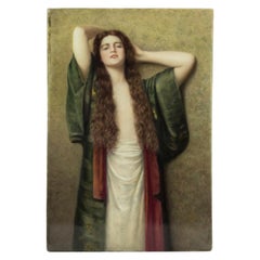 KPM Hand-painted Porcelain Plaque Depicting Portrait of a Beautiful Lady