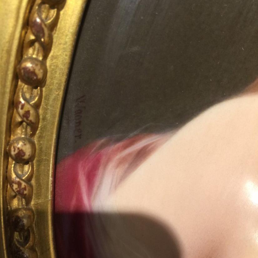 KPM, handbemalte Porzellanplakette einer schönen Dame (Braun), Portrait Painting, von Königliche Porzellan-Manufaktur (KPM)