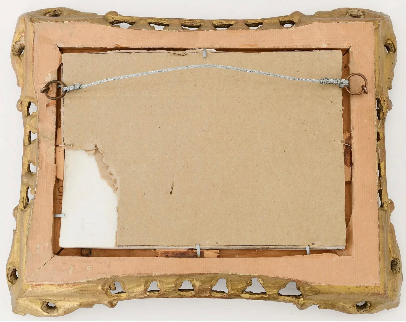 Placca di porcellana di Berlino (K.P.M.) raffigurante una donna
Fine del XIX secolo. Circa 1896

Un dipinto a olio su porcellana molto fine e dettagliato della Königliche Porzellan-Manufaktur (KPM) che raffigura una giovane fanciulla dalla pelle