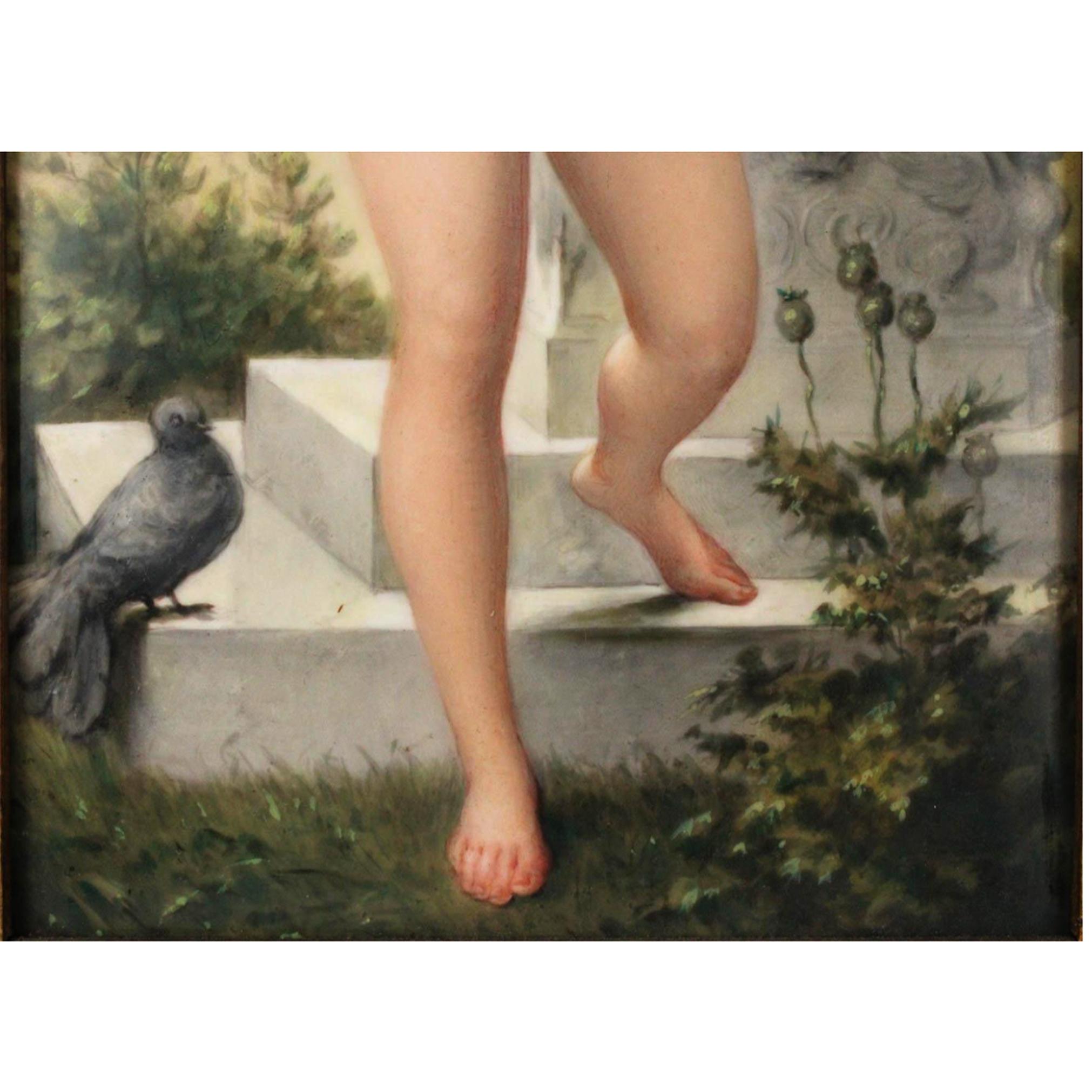 KPM Porcelain Plaque, Nude Woman with Birds For Sale 1