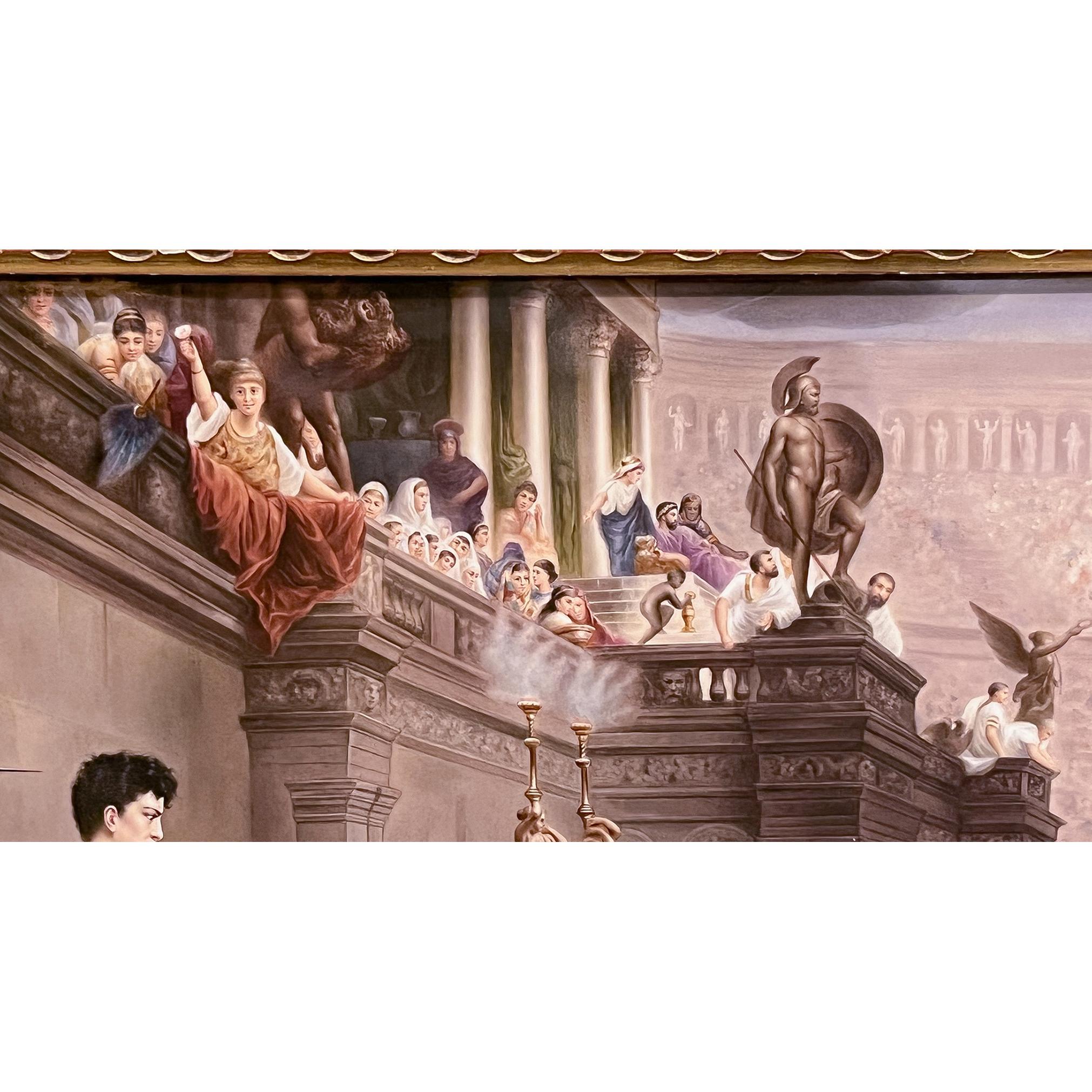 KPM Porcelain Plaque of A Gladiator Battling a Lion and Tiger in the Colosseum For Sale 1