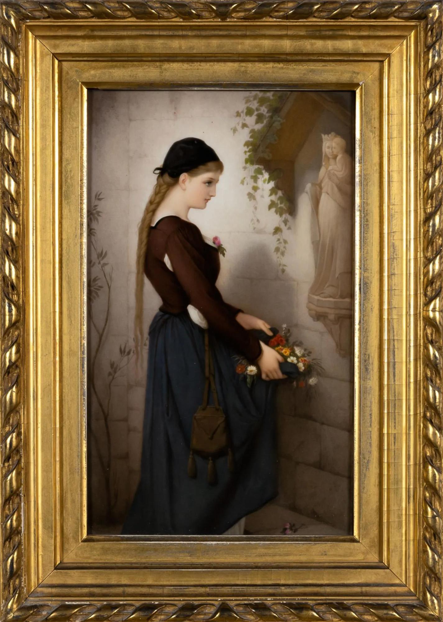KPM Porcelain Plaque of a young Madonna Worshiper For Sale 1