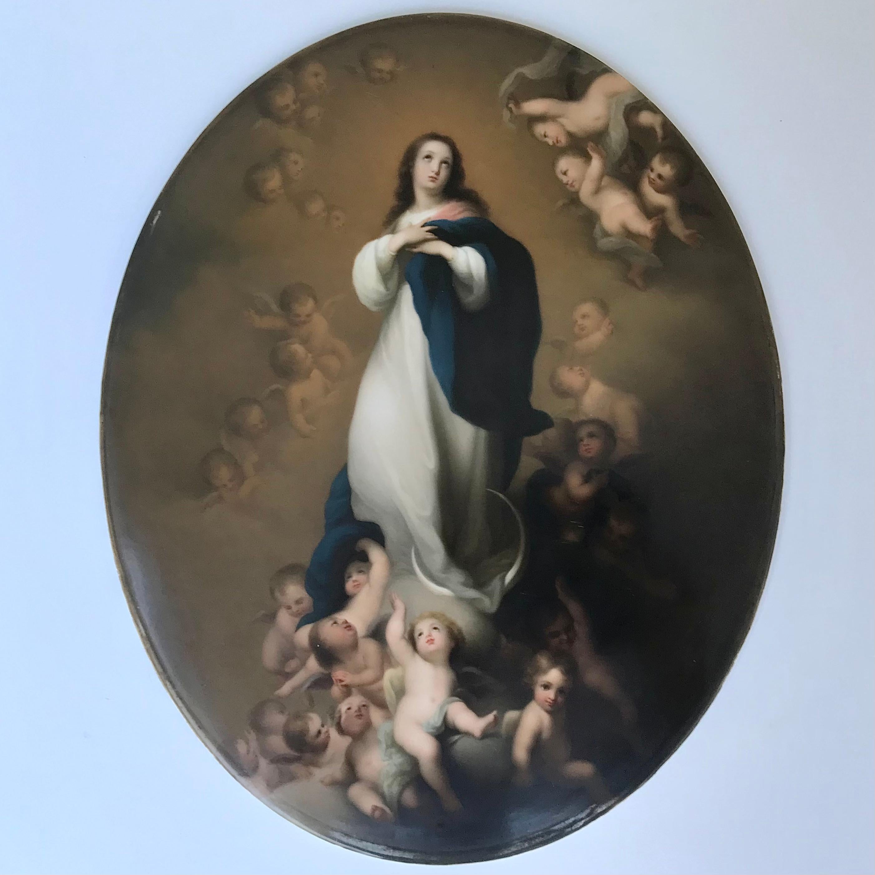 Large KPM Porcelain Plaque Painting “Immaculate Conception of Los Venerables” For Sale 5