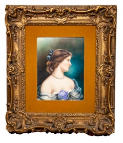 Late 19th century Painted KPM porcelain Plaque of a Beautiful Young Lady