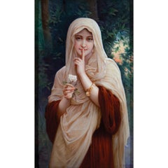 Plaque en porcelaine d'une belle femme veillie de K.P.M.