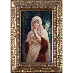 Targa in porcellana raffigurante una bella donna velata di K.P.M.