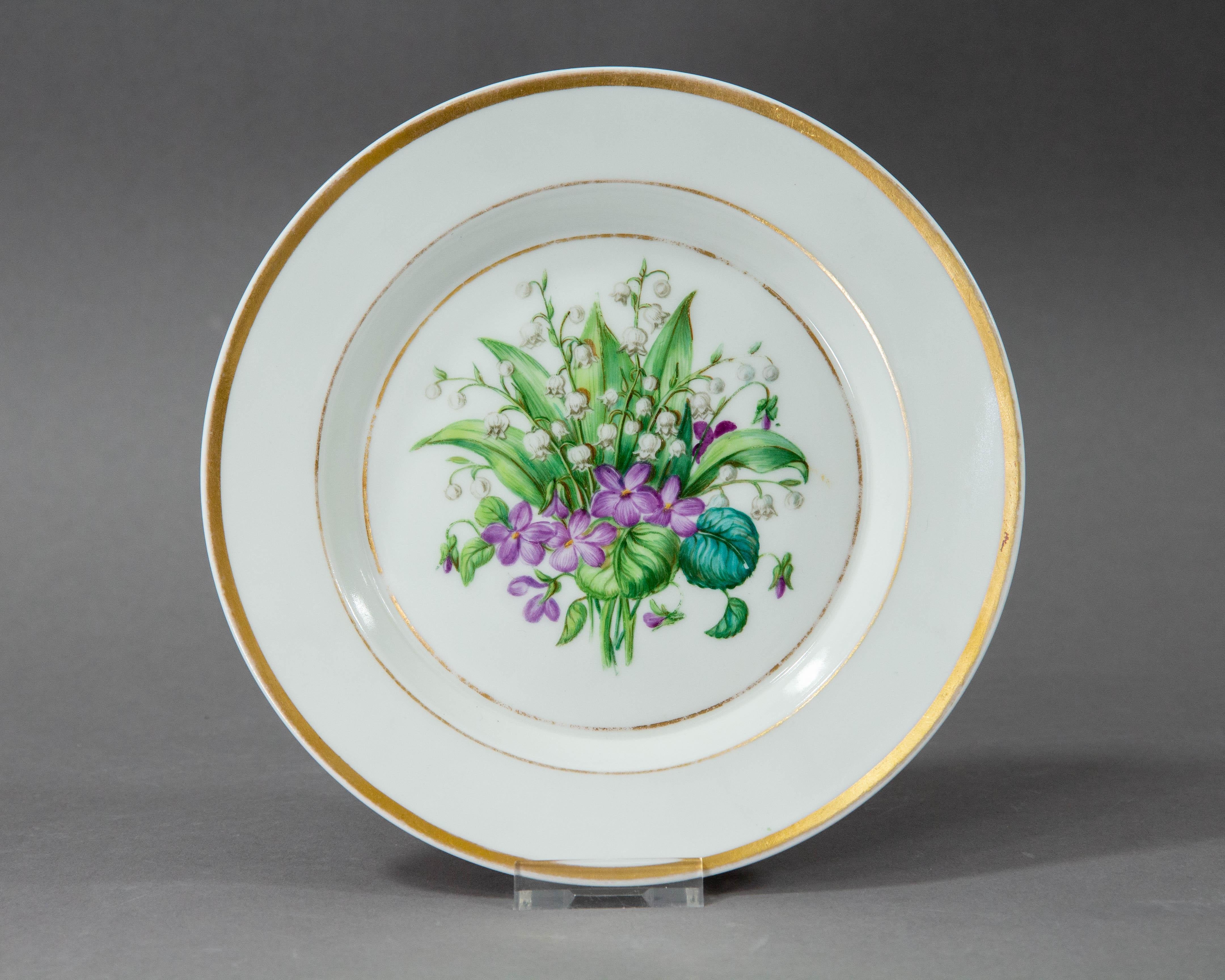 Porcelain Königliche Porzellan Manufaktur, Three 1860s Botanic Plates For Sale
