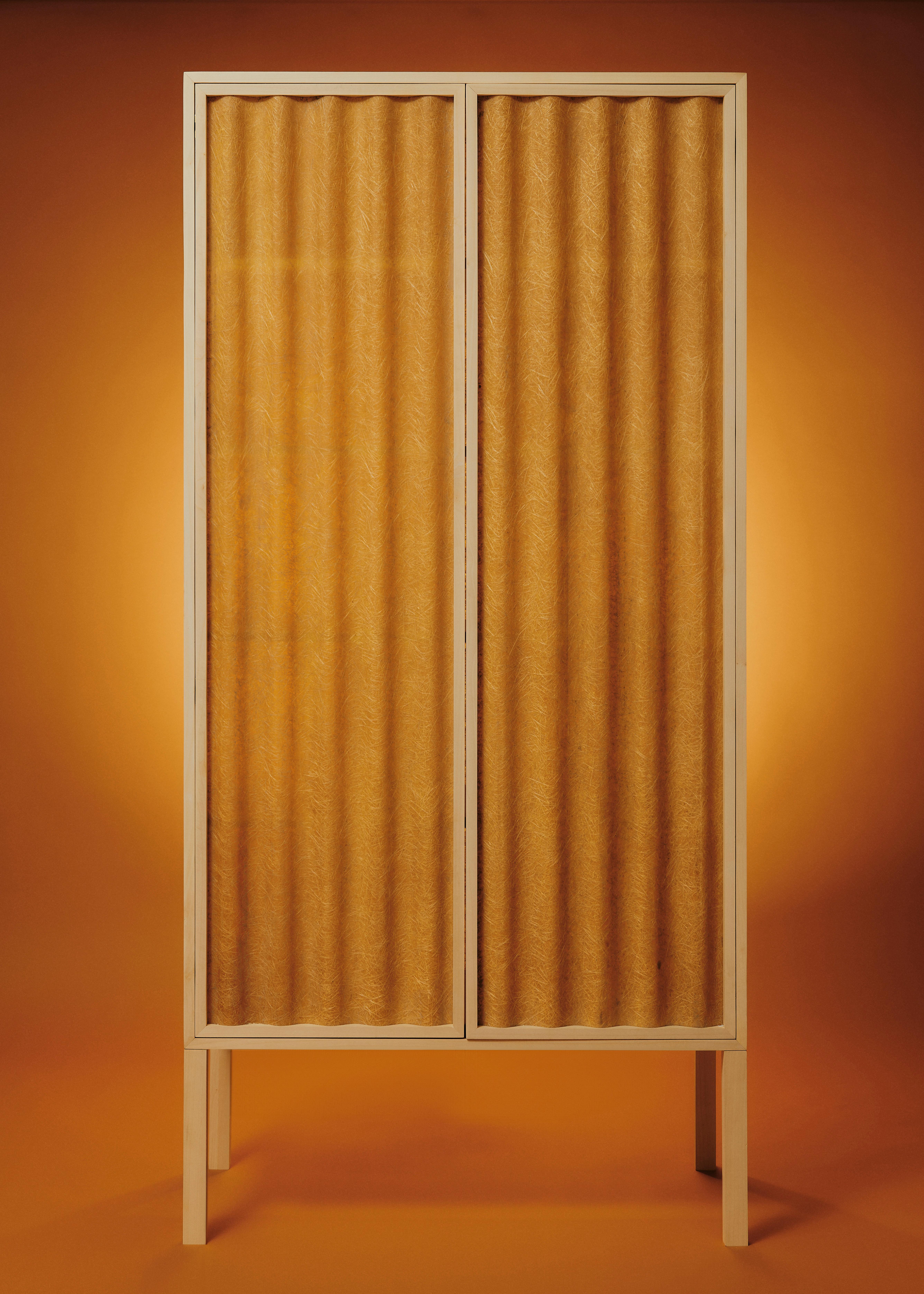 Minimal Light Panel and Maple Wood Cabinet by Heilig Objects For Sale 5