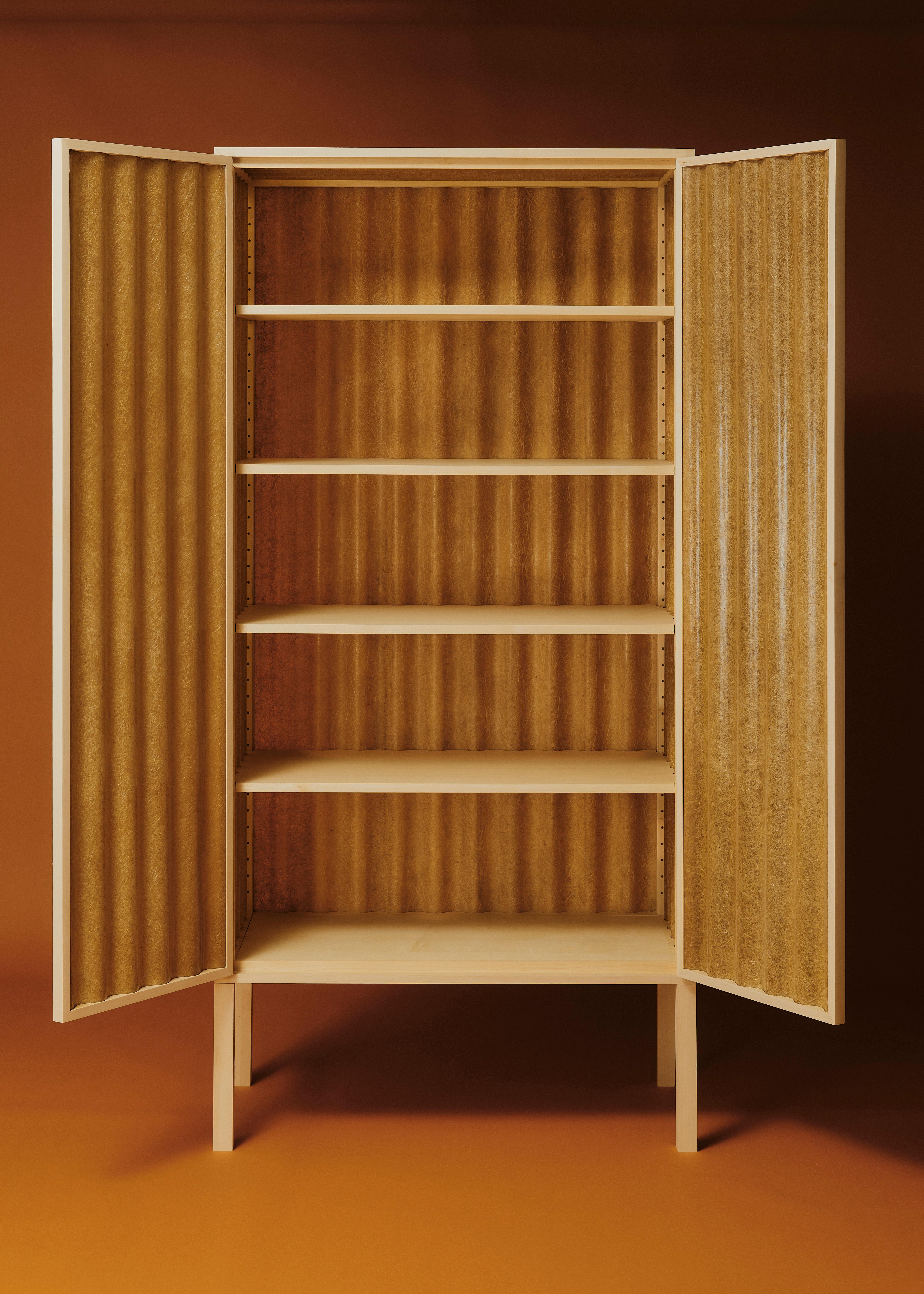 Minimal Light Panel and Maple Wood Cabinet by Heilig Objects For Sale 6