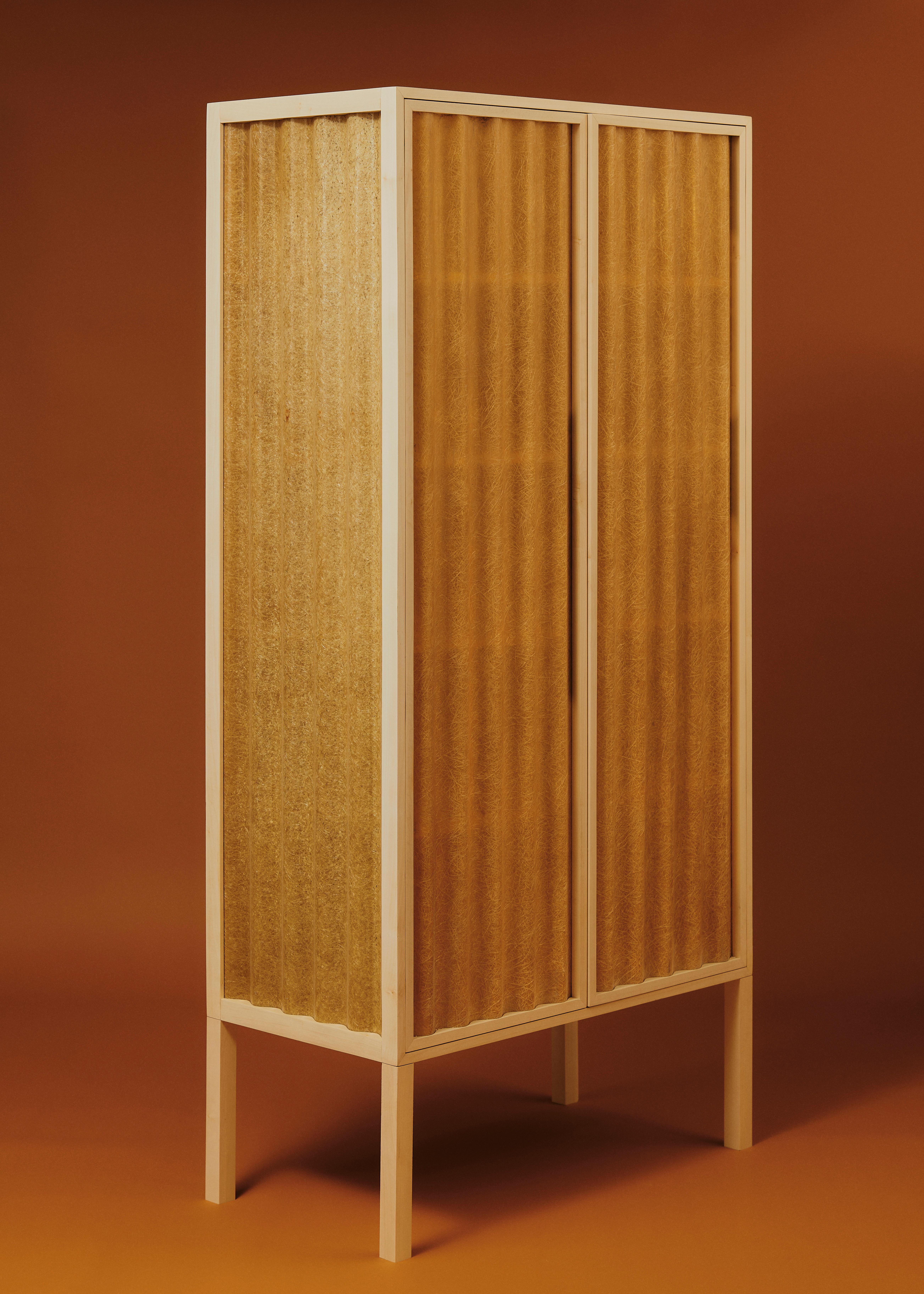 Minimal Light Panel and Maple Wood Cabinet by Heilig Objects For Sale 8