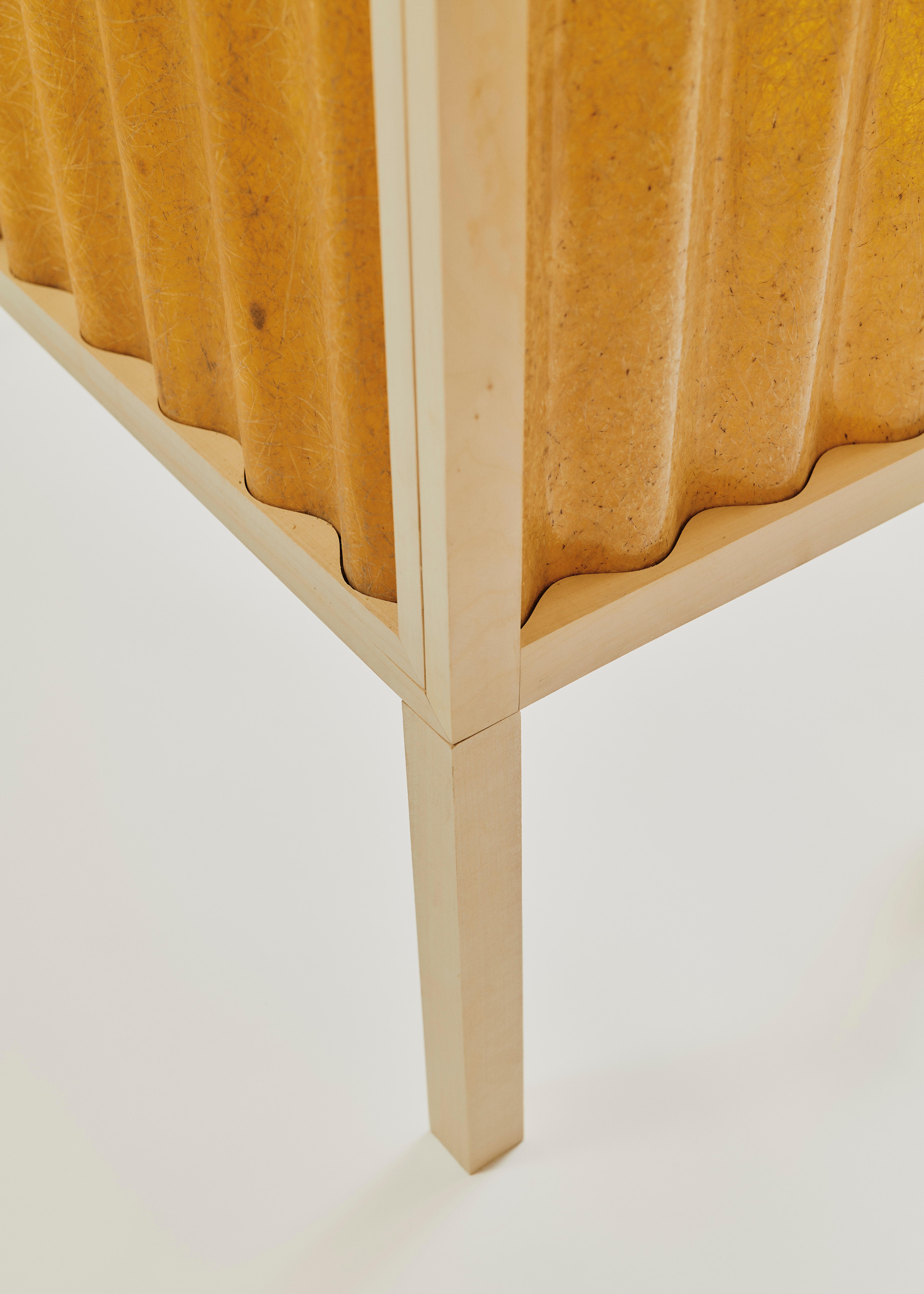 German Minimal Light Panel and Maple Wood Cabinet by Heilig Objects For Sale