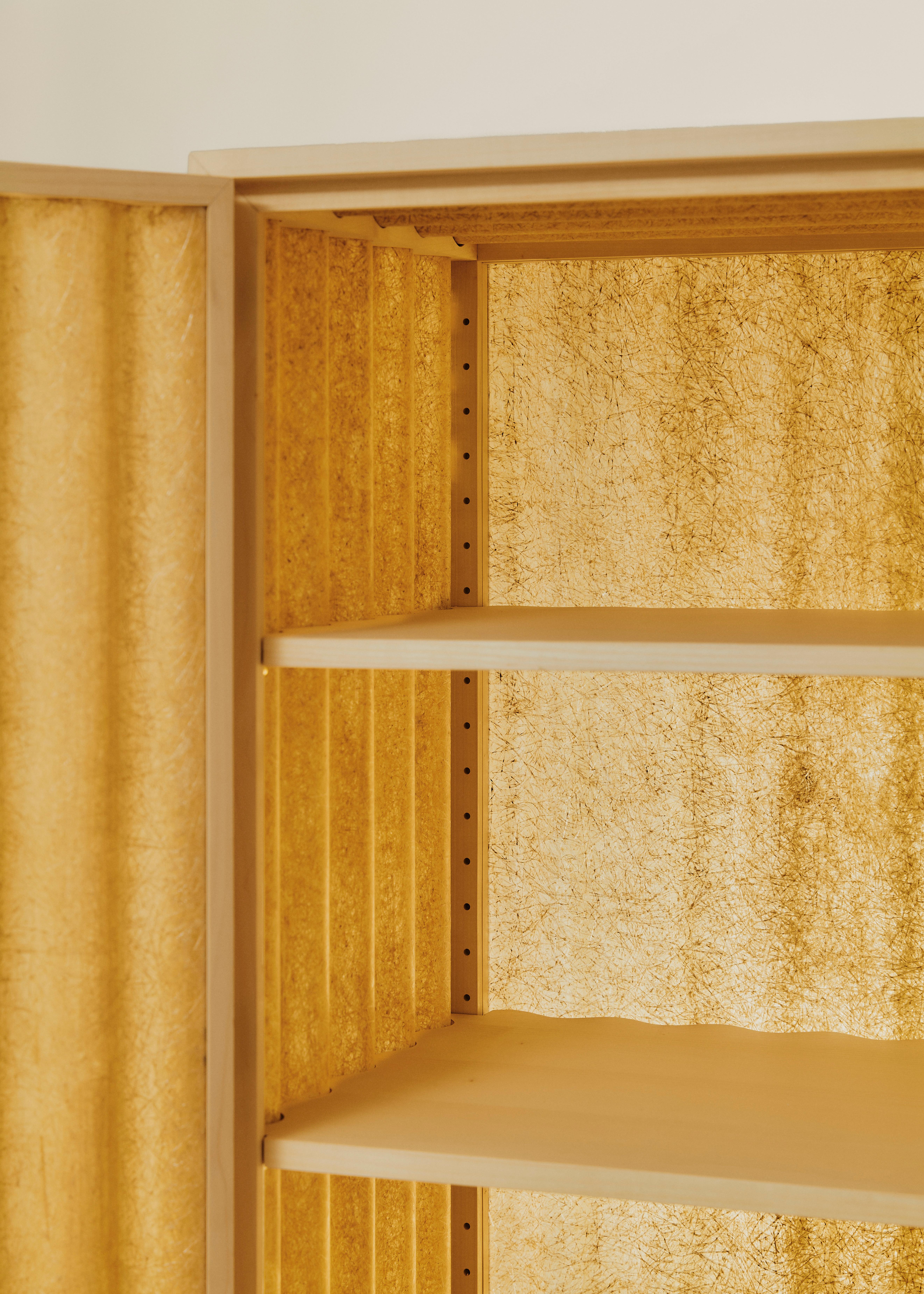 Minimal Light Panel and Maple Wood Cabinet by Heilig Objects In New Condition For Sale In Geneve, CH