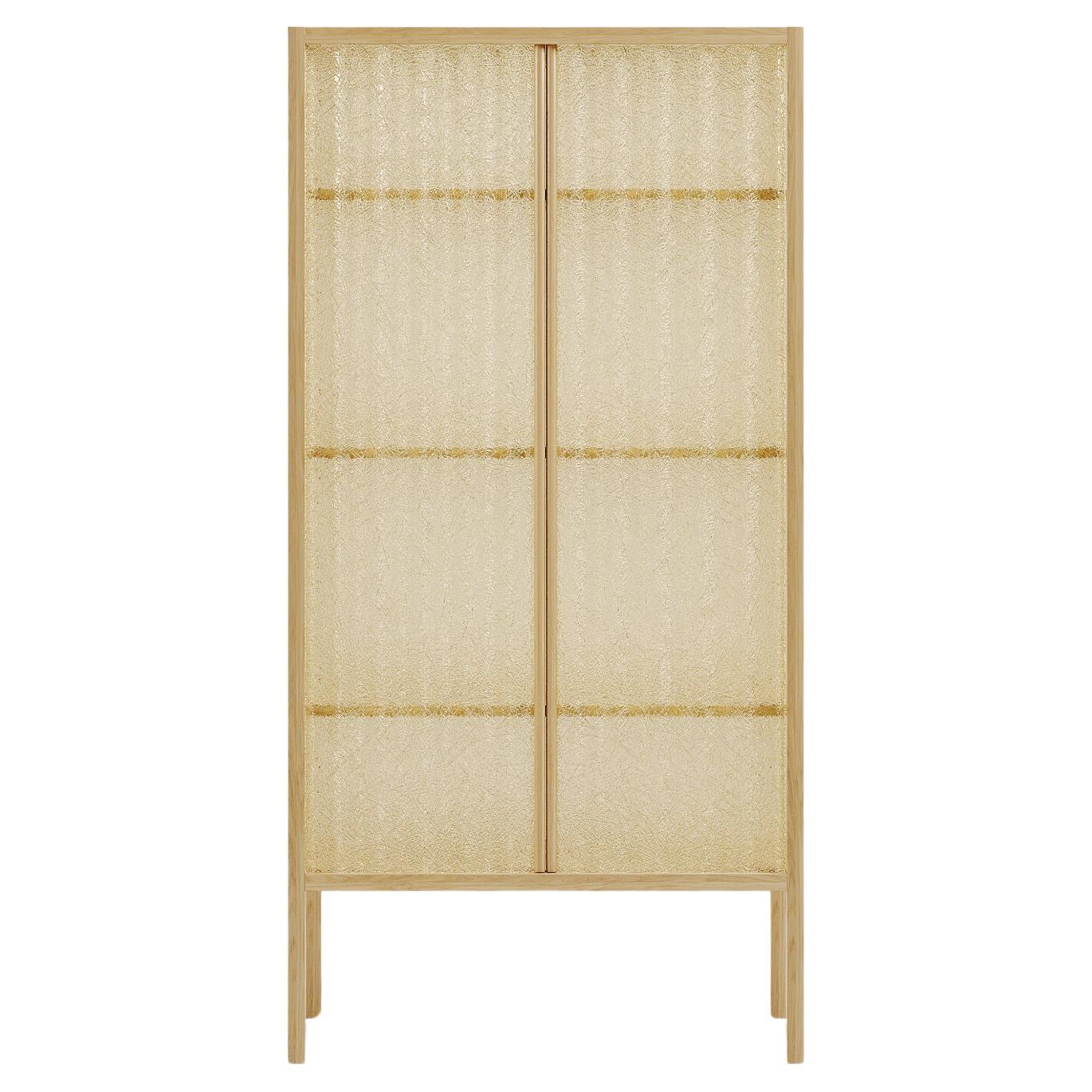 Minimal Light Panel and Maple Wood Cabinet by Heilig Objects For Sale