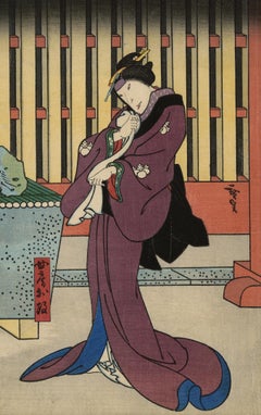 'Kurofune' — Edo period Kamigata Woodblock Print Triptych