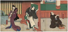 'Kurofune' — Edo period Kamigata Woodblock Print Triptych