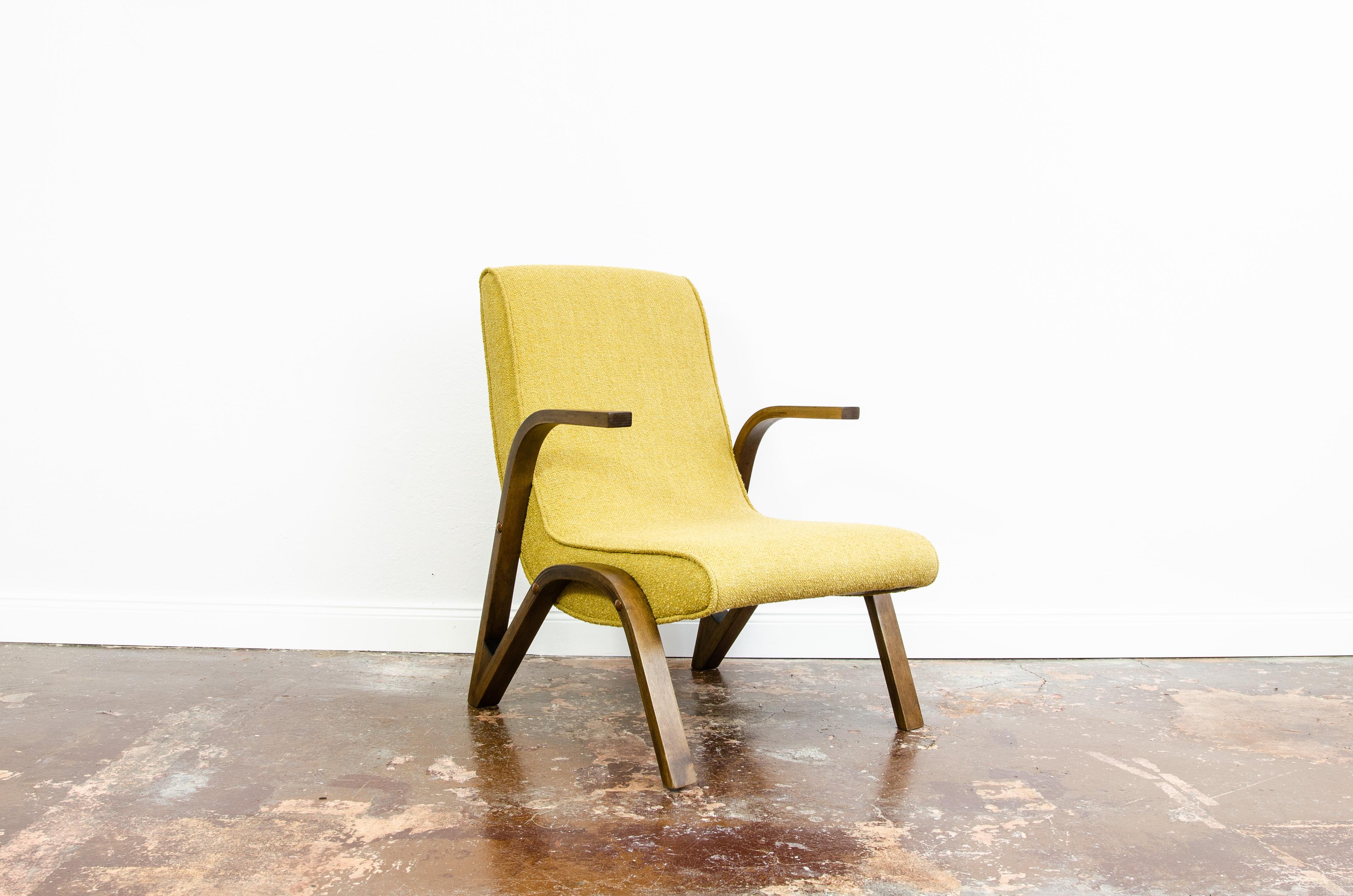 Yellow Konkav Armchair by Paul Bode for Deutsche Federholzgesellschaft, 1950s 4