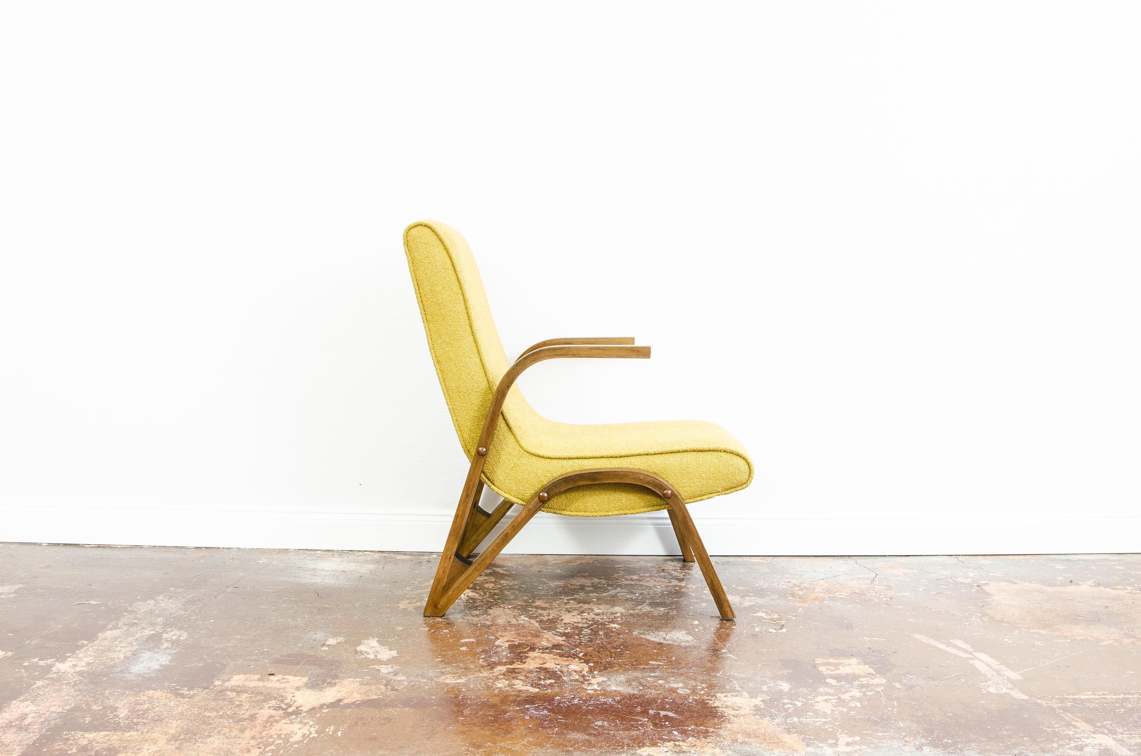 German Yellow Konkav Armchair by Paul Bode for Deutsche Federholzgesellschaft, 1950s