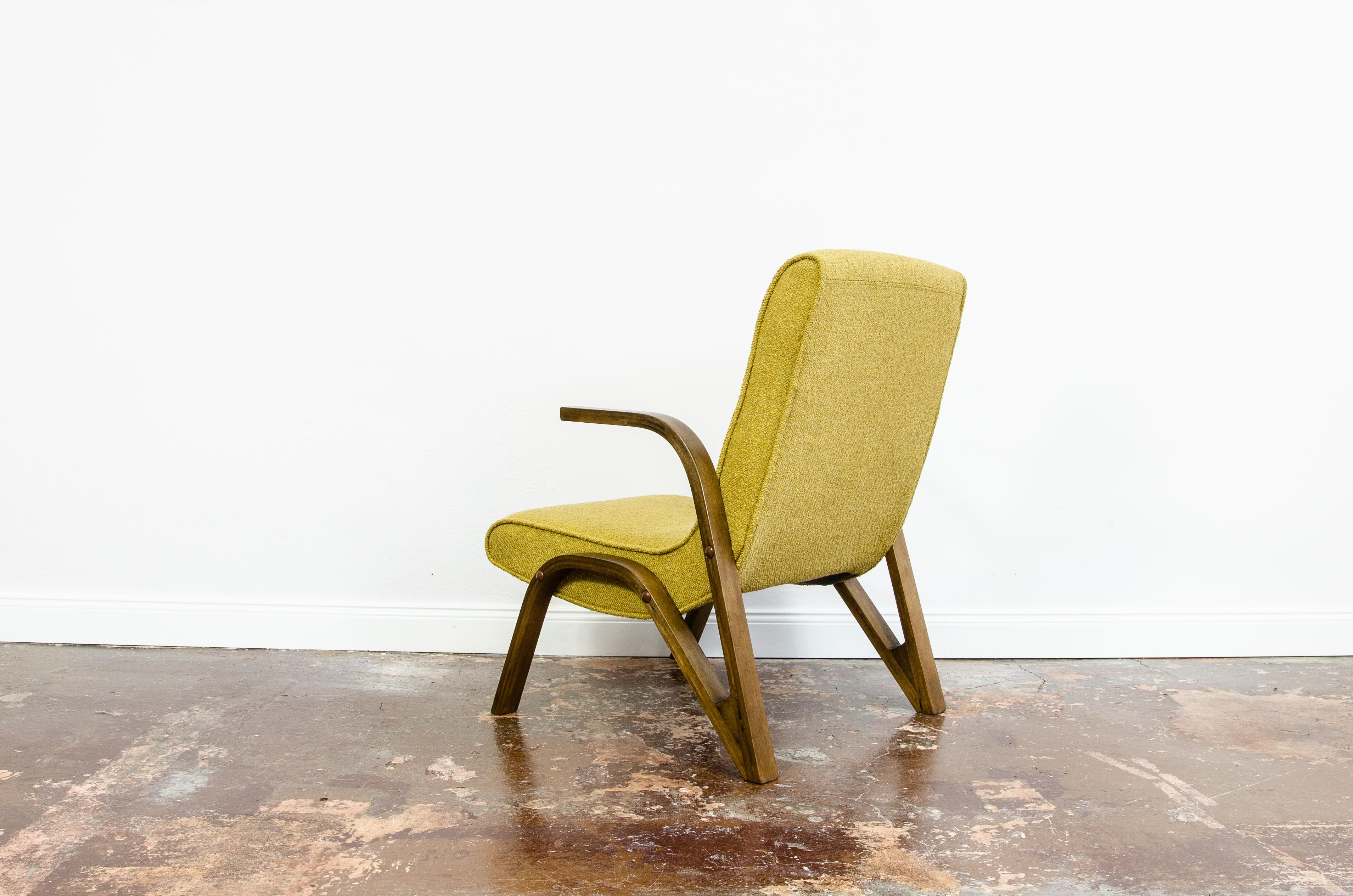 Fabric Yellow Konkav Armchair by Paul Bode for Deutsche Federholzgesellschaft, 1950s