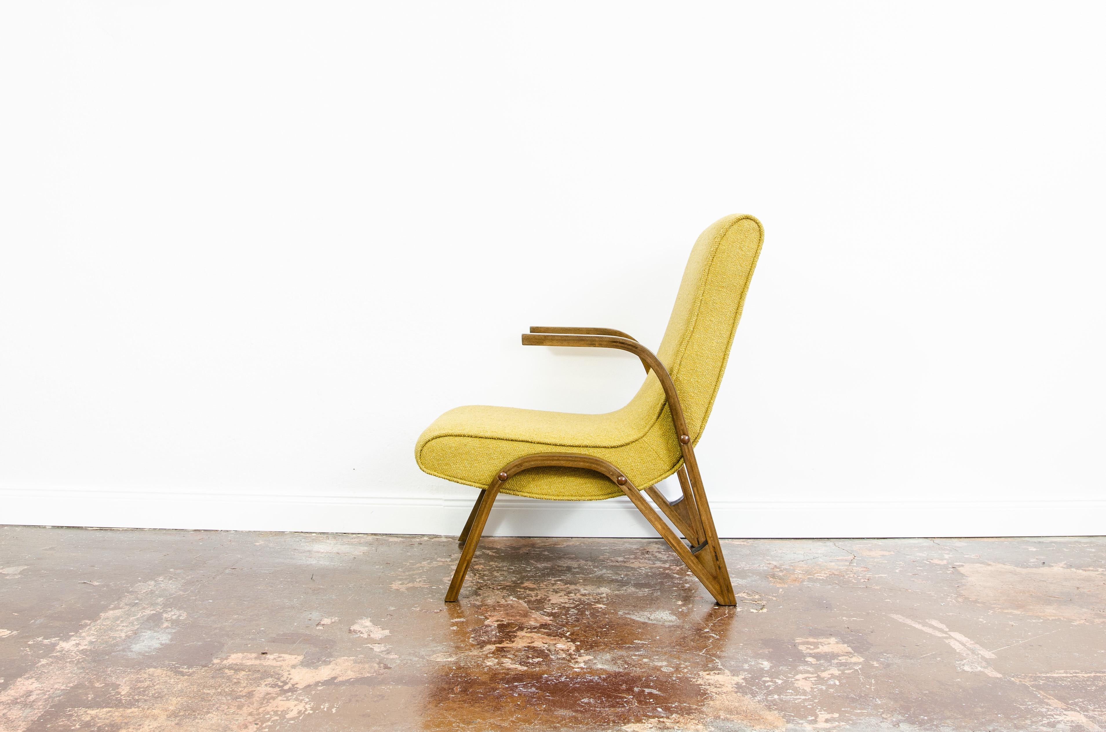 Yellow Konkav Armchair by Paul Bode for Deutsche Federholzgesellschaft, 1950s 2