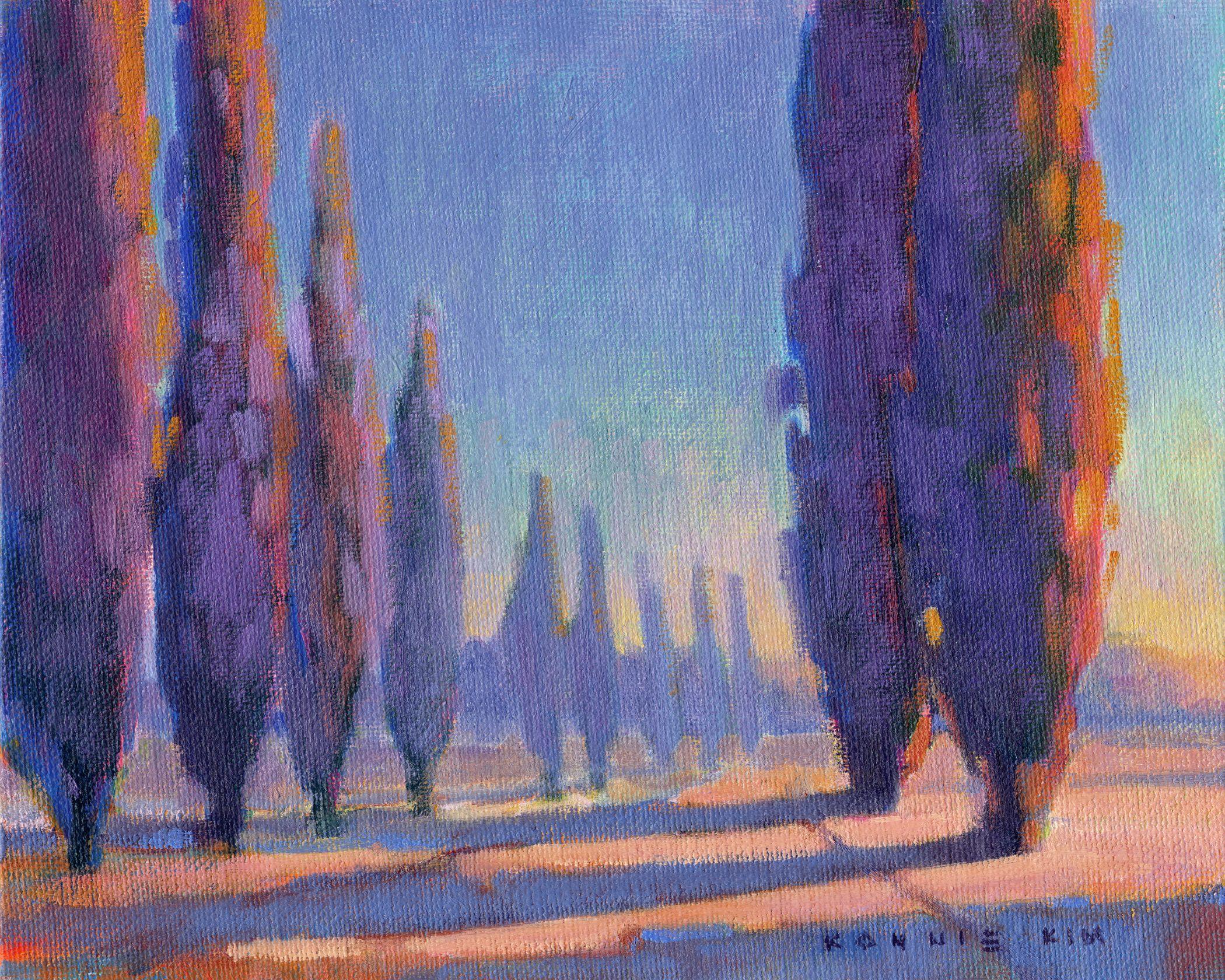 Camino de los Cipreses 4, Pintura, Óleo sobre lienzo - Painting de Konnie Kim