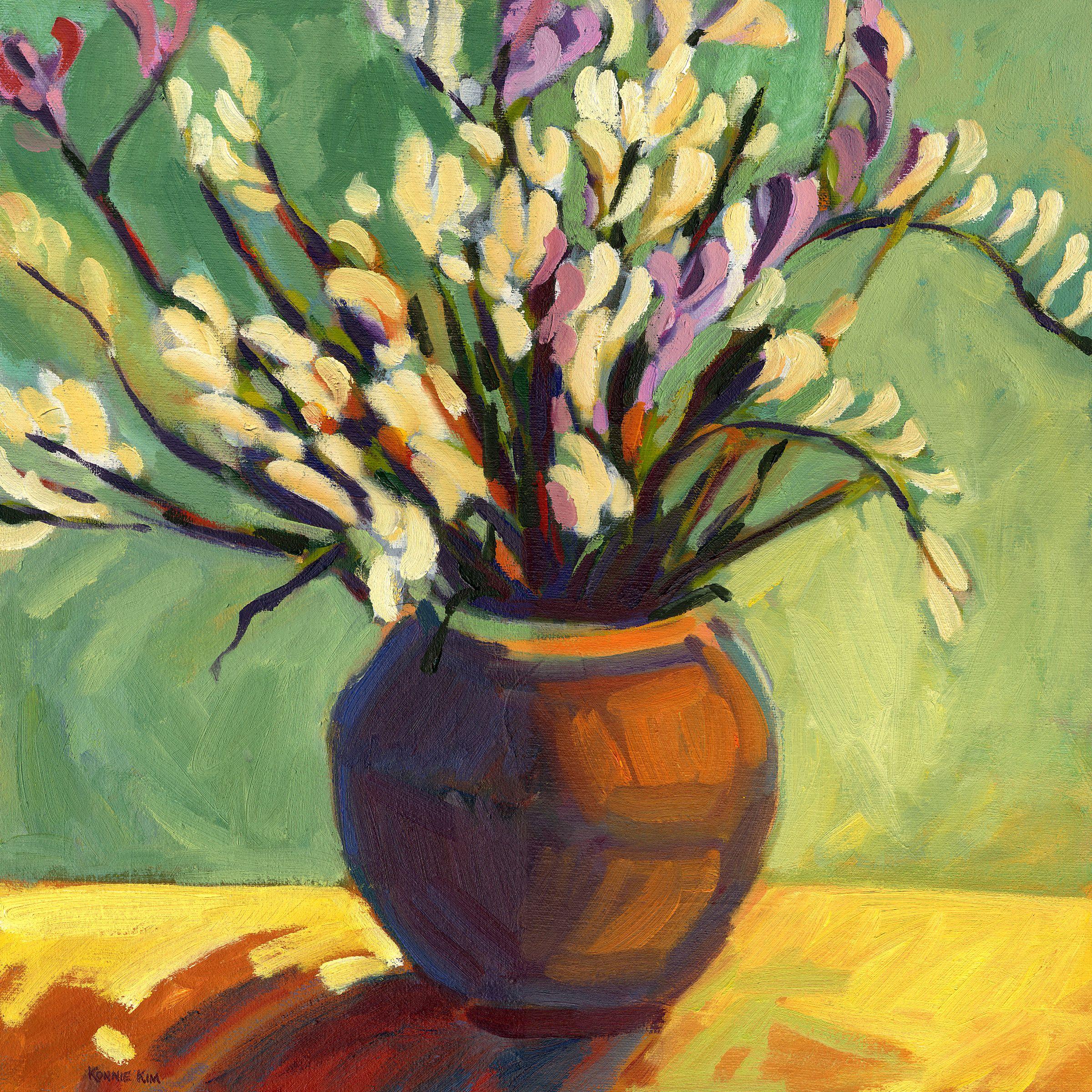 Freesias, peinture, huile sur toile - Painting de Konnie Kim