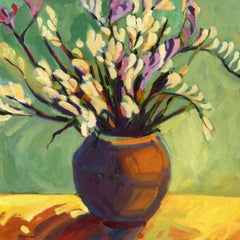 Freesias, peinture, huile sur toile