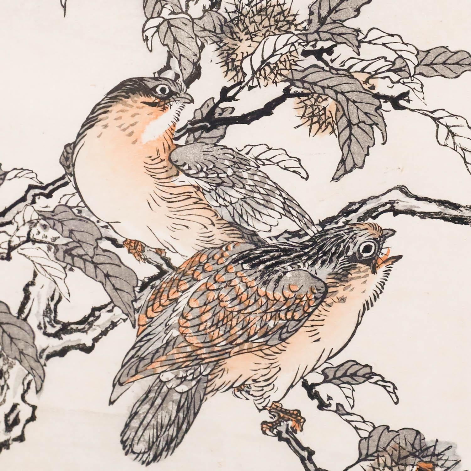 Ein reizvoller japanischer Holzschnitt aus der Meiji-Ära des Künstlers Kōno Bairei (1844-1895). Dieser Druck stammt aus einem Exemplar seines Bildbandes 