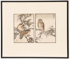 Kōno Bairei (1844-1895) - Japanischer Farbholzschnitt des späten 19. Jahrhunderts, Bairei's Eulen