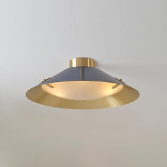 Kono Flushmount by Gaspare Asaro. Satin Brass and Mediterranean Blue