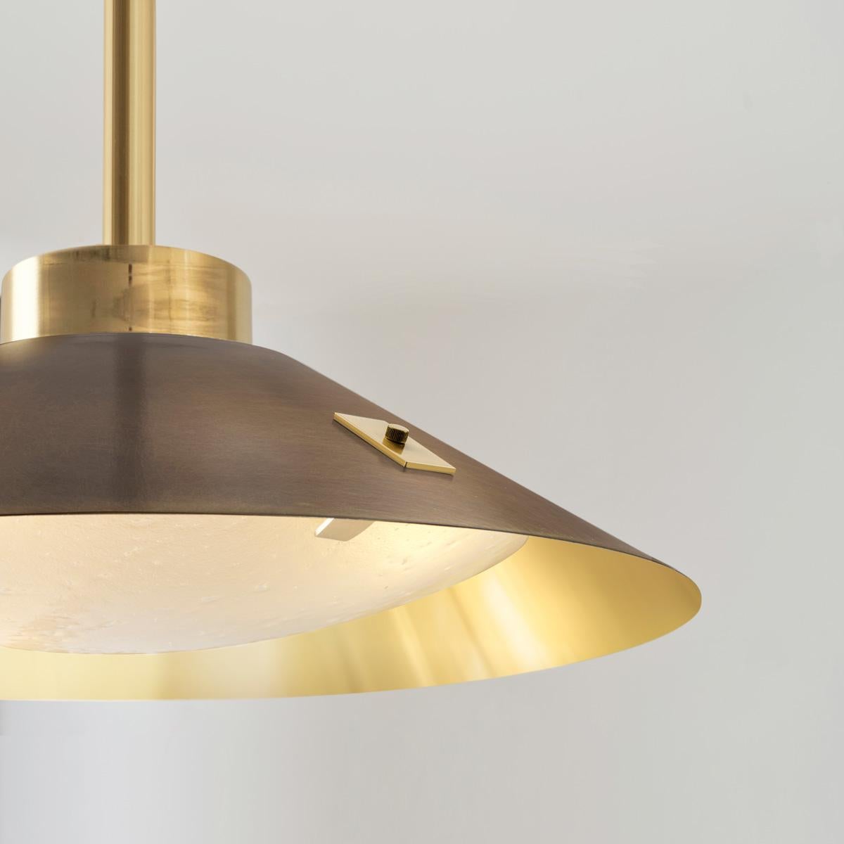 Modern Kono Pendant by Gaspare Asaro. Satin Brass and Bronze For Sale