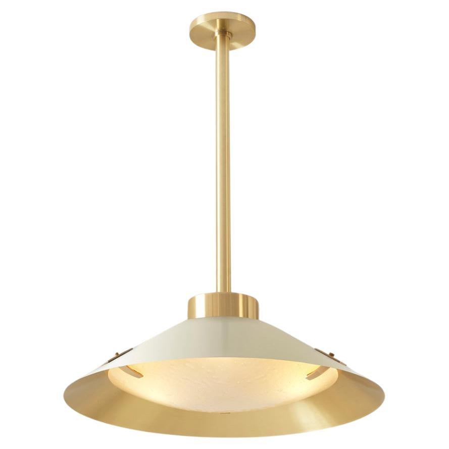 Kono Pendant by Gaspare Asaro. Satin Brass and Mediterranean Blue In New Condition For Sale In New York, NY