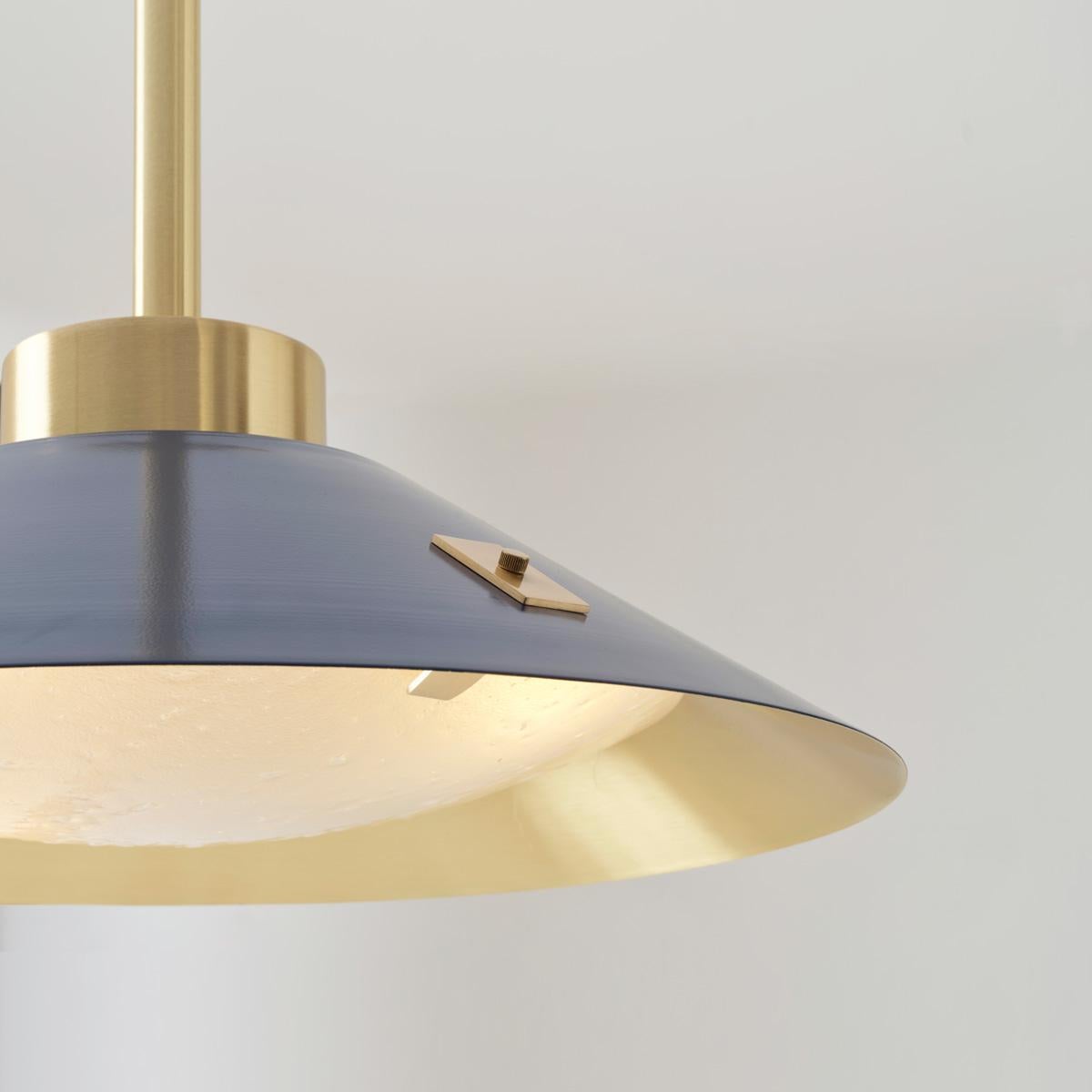 Kono Pendant by Gaspare Asaro. Satin Brass and Mediterranean Blue In New Condition For Sale In New York, NY