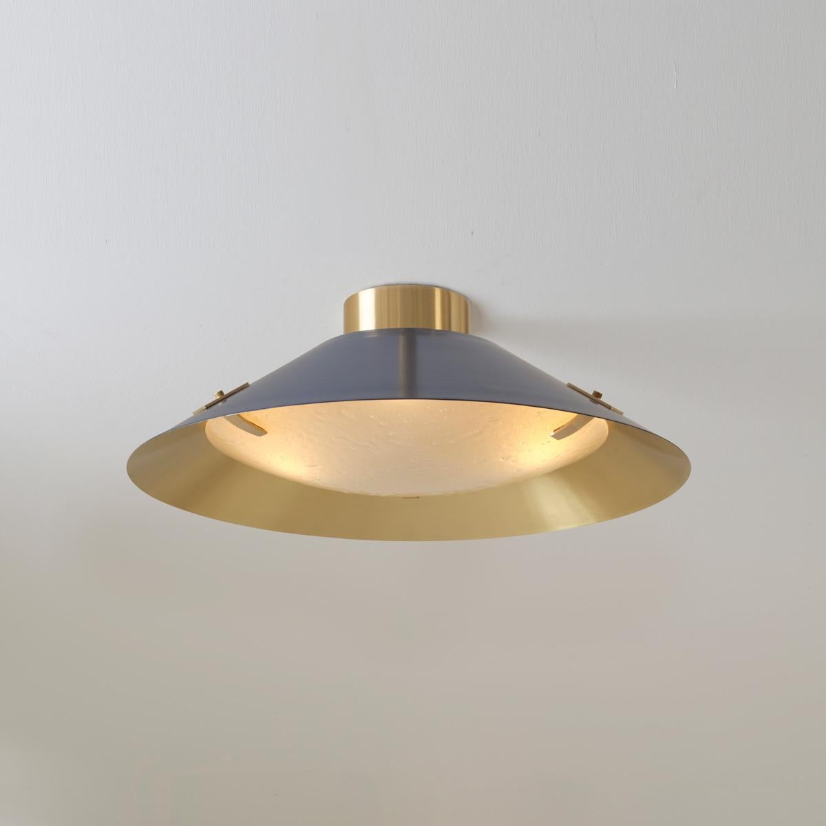 Contemporary Kono Pendant by Gaspare Asaro. Satin Brass and Mediterranean Blue For Sale