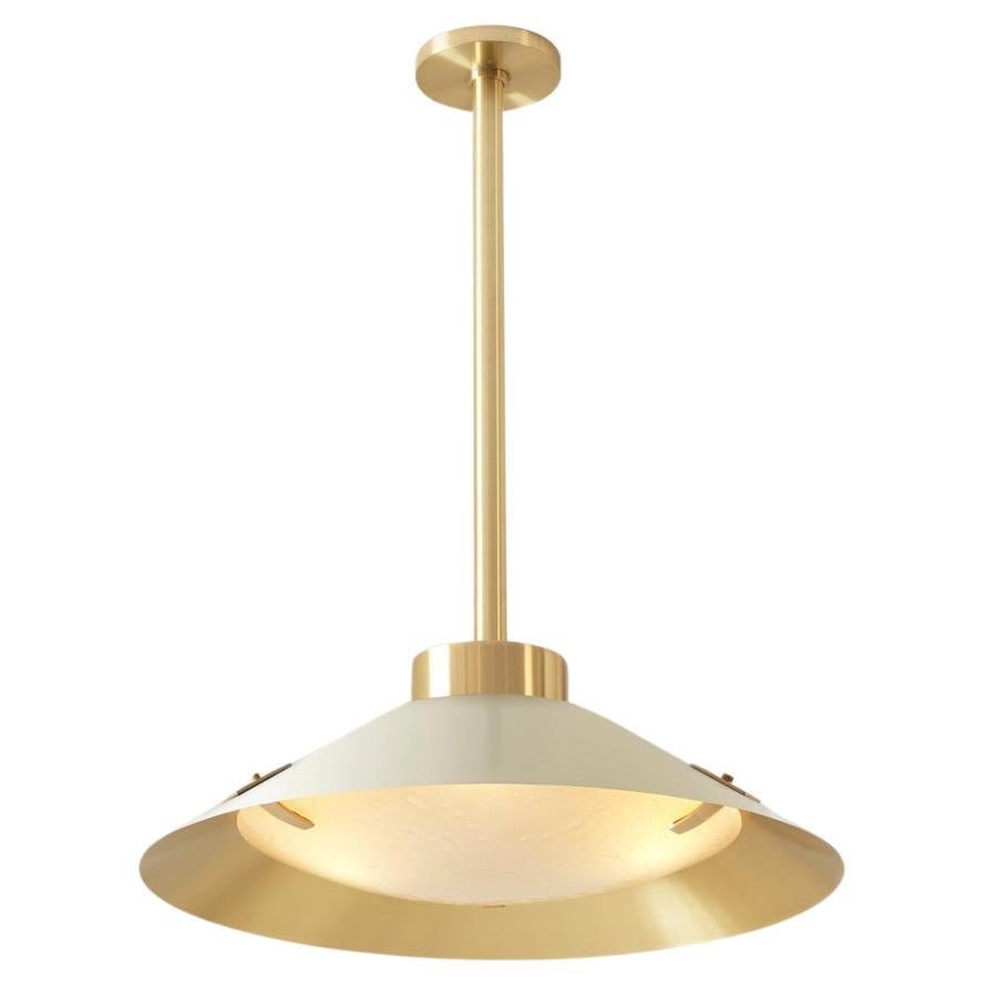 Kono Pendant by Gaspare Asaro. Satin Brass and Sand White