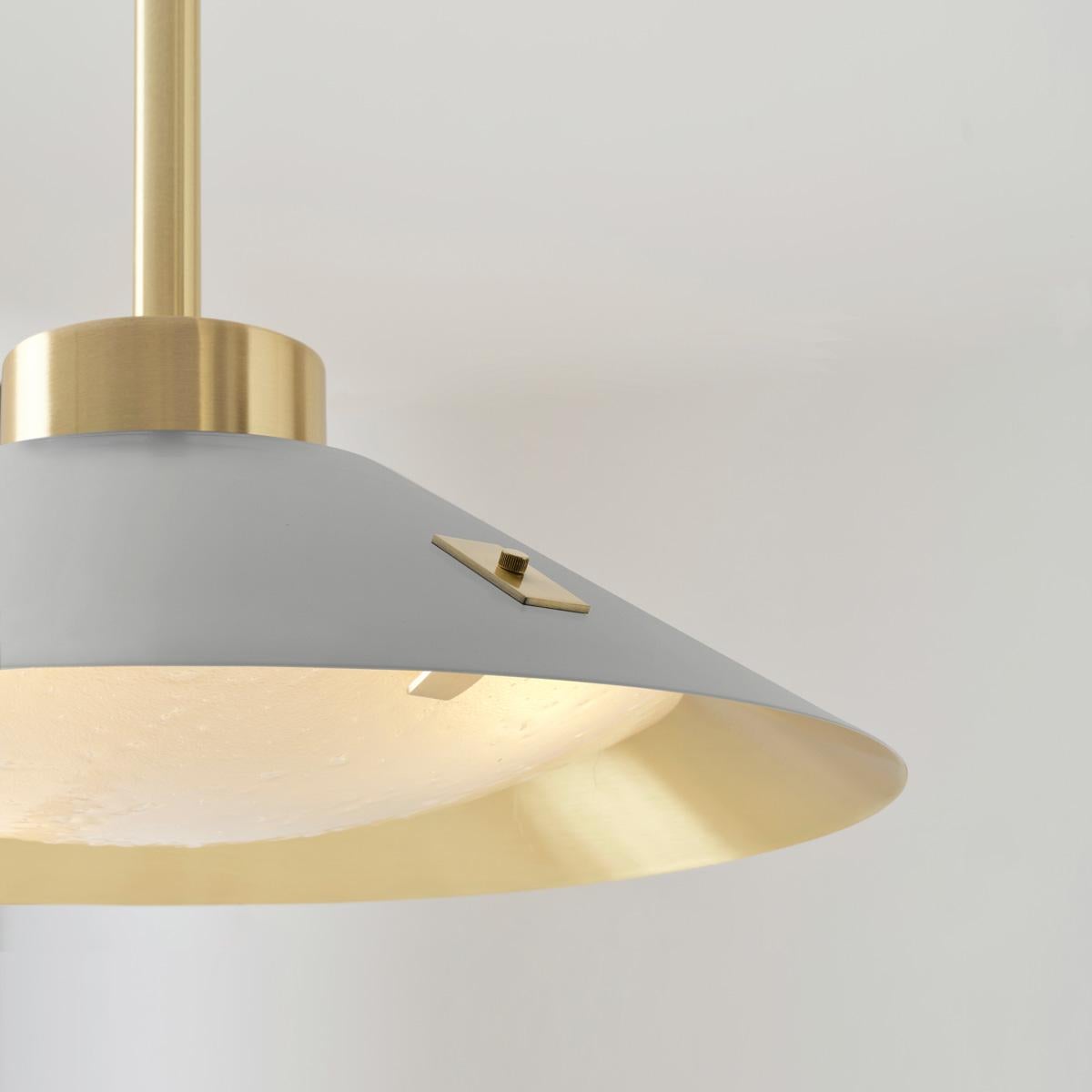 Modern Kono Pendant by Gaspare Asaro. Satin Brass and Stone Grey For Sale