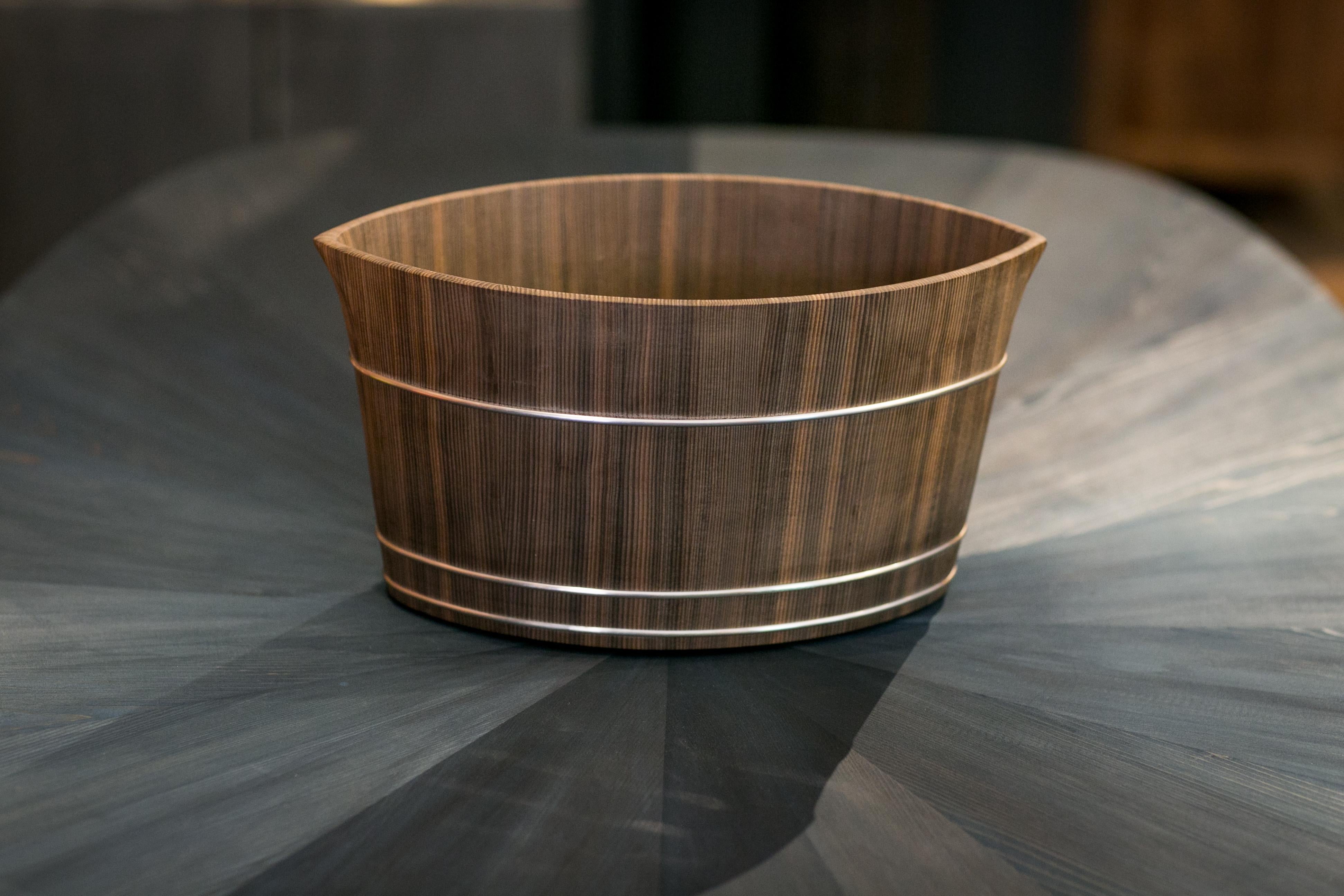 Contemporary Konoha Cooler in Japanese Lignified Cedar Wood by Shuji Nakagawa Mokkougei For Sale