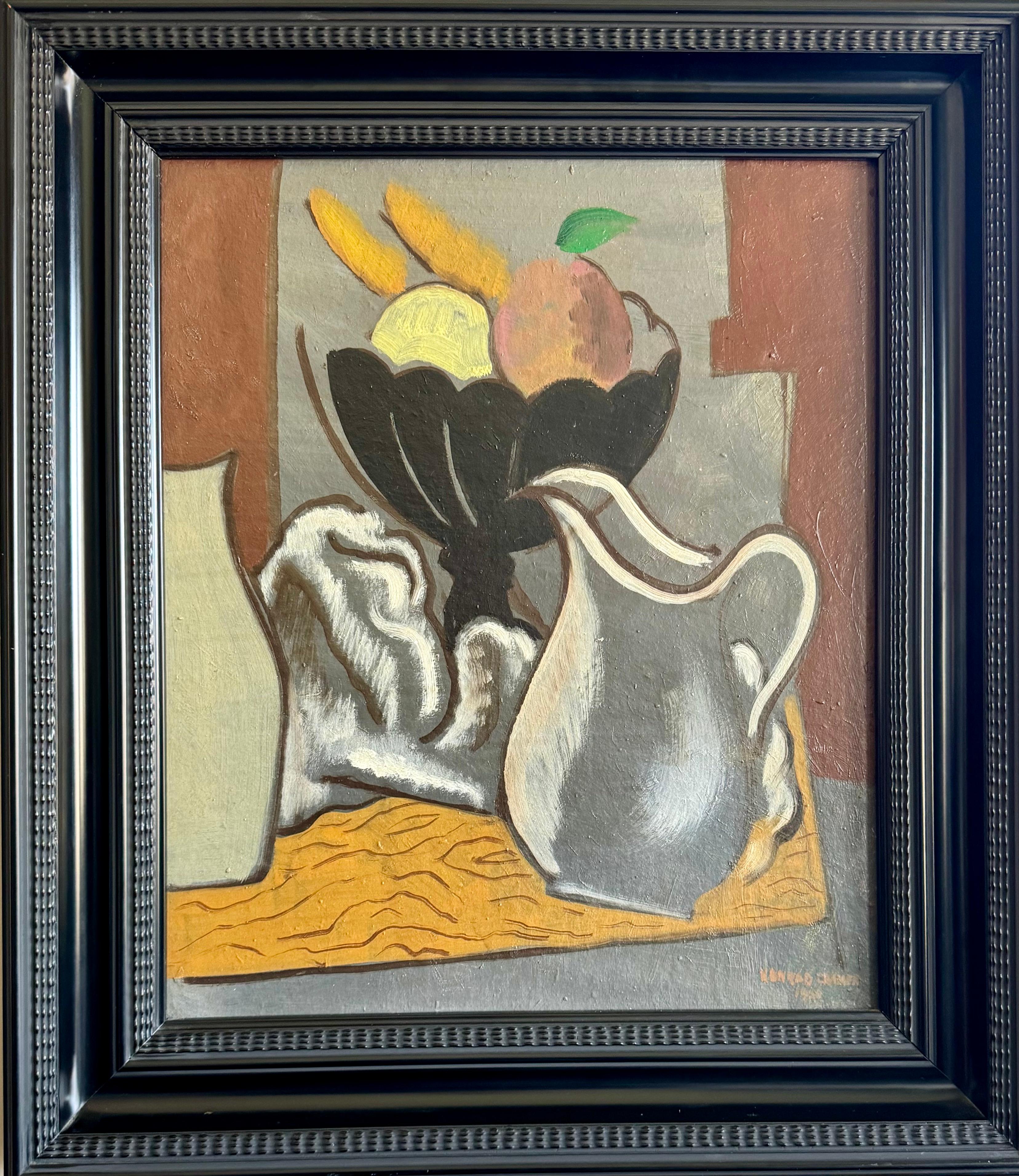 Bodegón Escena Americana Realismo Social Siglo XX Woodstock Moderno Dudensing - Painting de Konrad Cramer