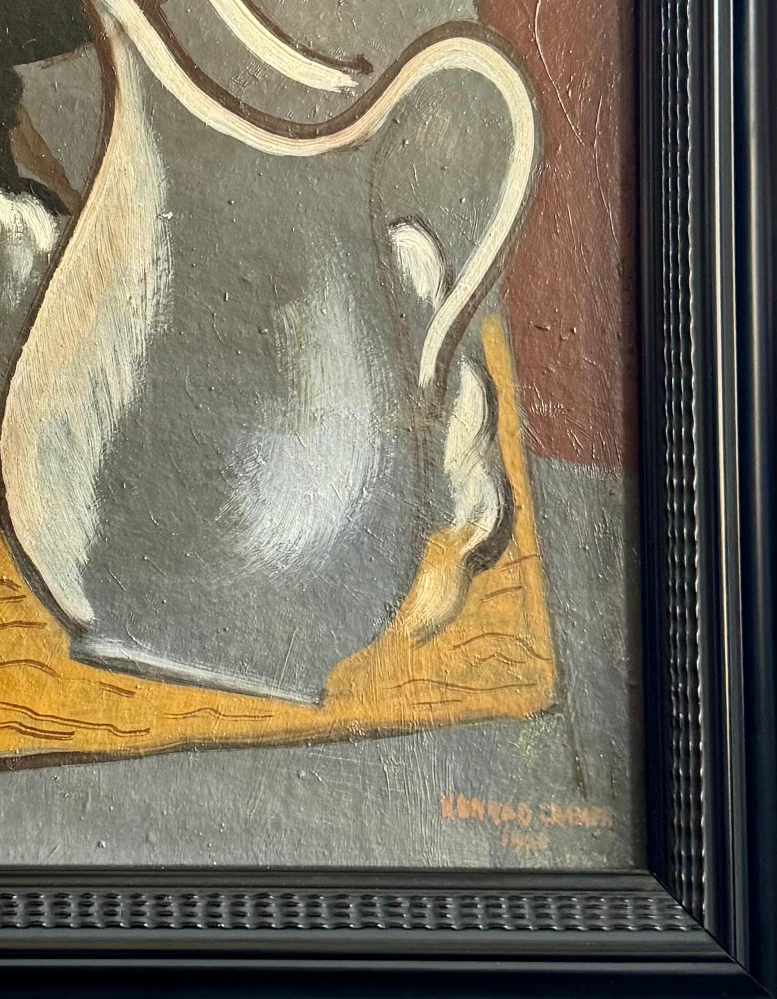 Bodegón Escena Americana Realismo Social Siglo XX Woodstock Moderno Dudensing - Painting realista estadounidense de Konrad Cramer