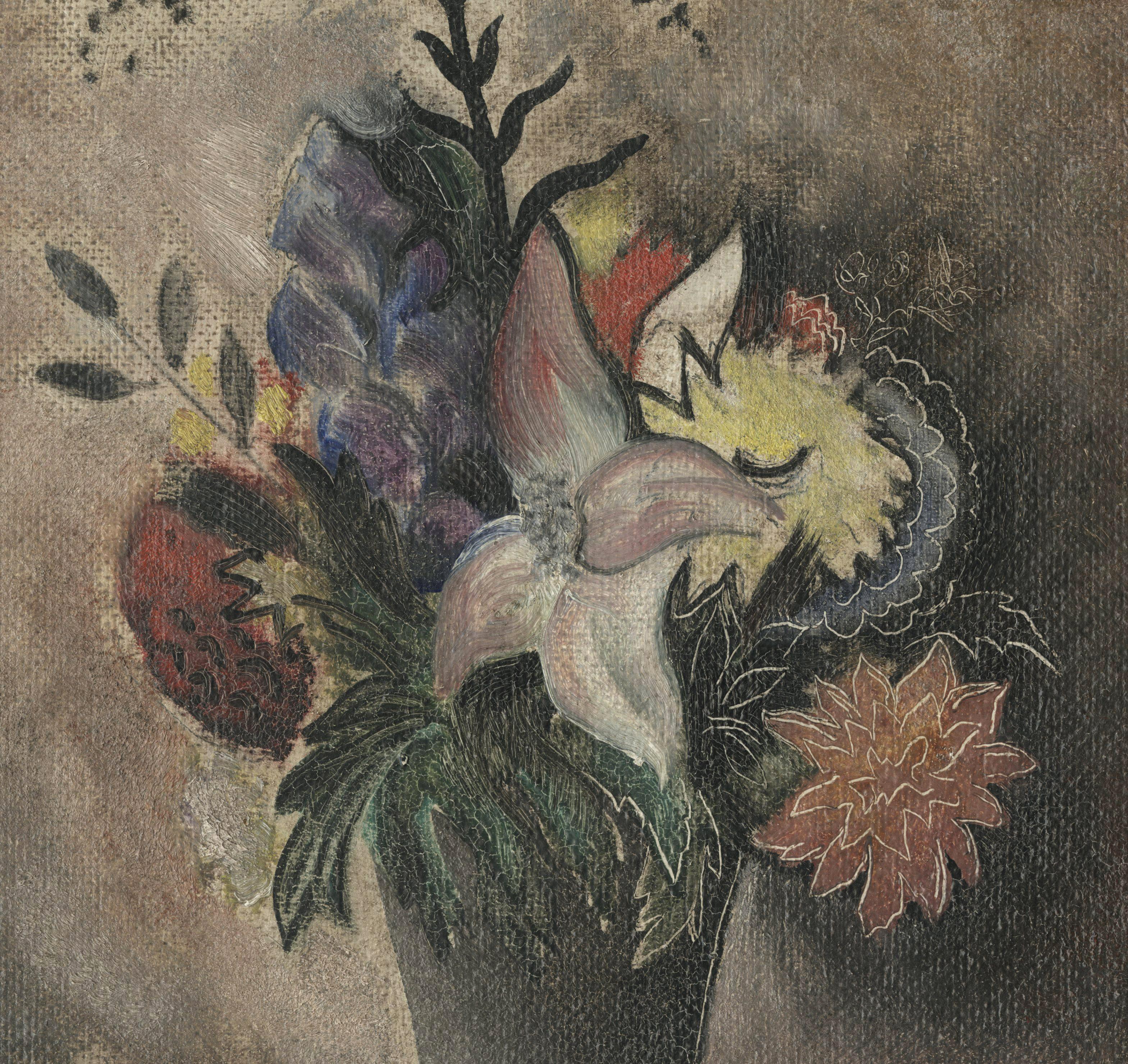 Nature morte avec vase de fleurs - Modernisme américain Painting par Konrad Cramer