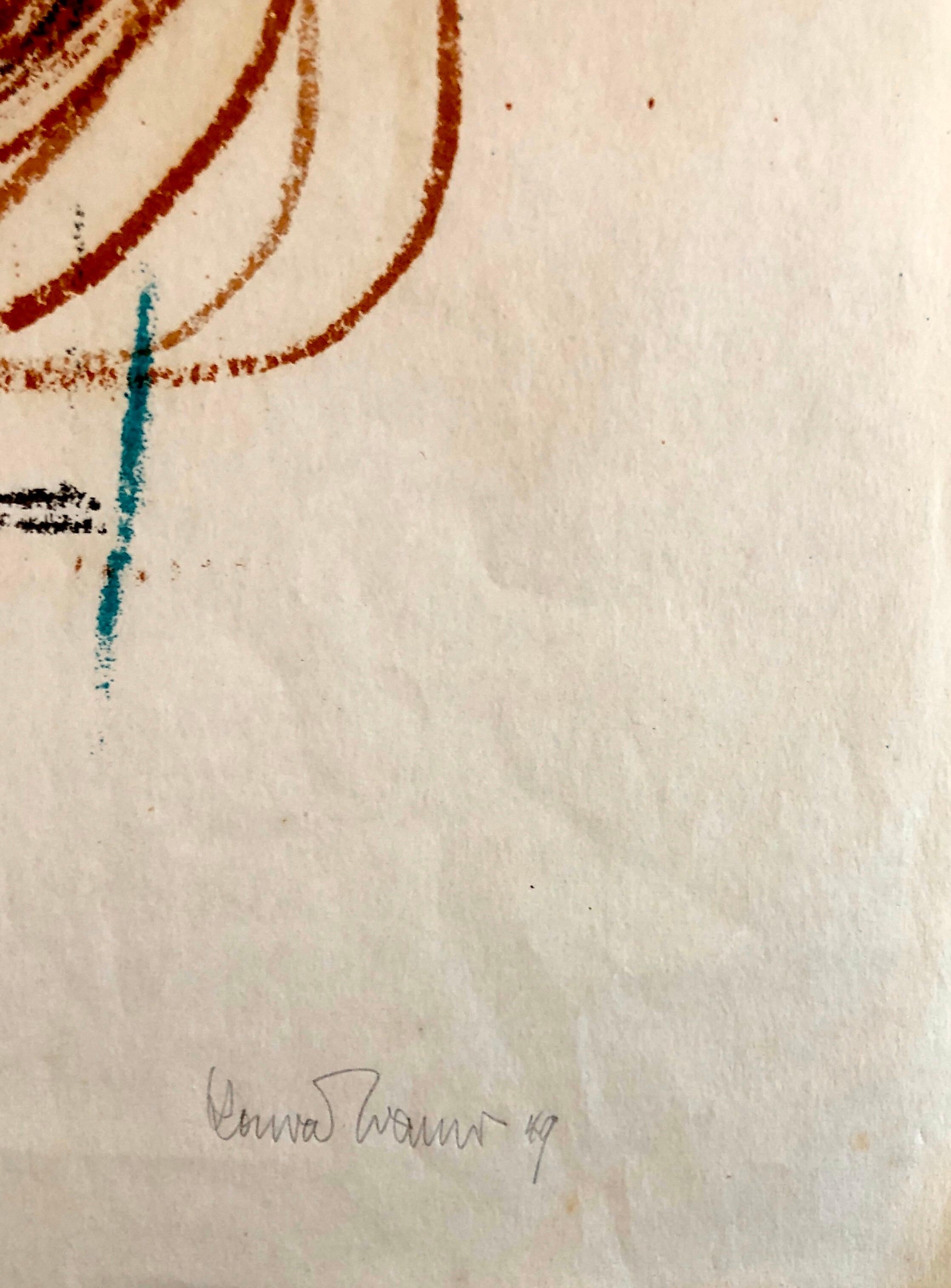 Composition abstraite de jazz des années 1940  Lithographie au crayon signée et datée par l'artiste WPA - Blanc Abstract Print par Konrad Cramer